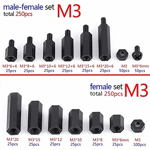 M3 Nylon Male Female Hex Spacer Standoff Screw Nut Assortment Kit, Mounting Hardware for Circuit Board
