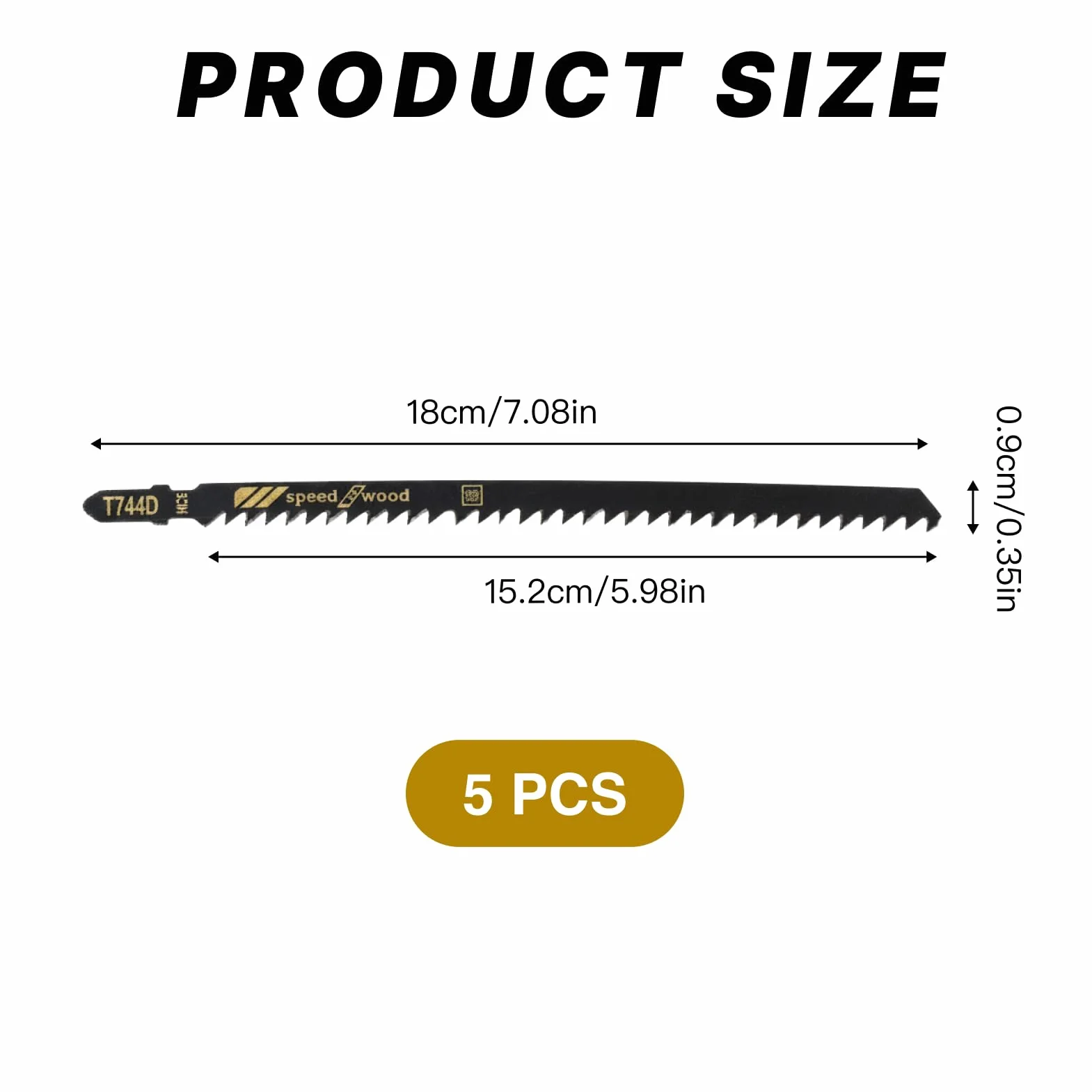 Set di 5 lame per seghetto alternativo T744D, lunghezza 180 mm, per legno e metallo, lame per sega a T, taglio rapido, lame lunghe per seghetto alternativo, compatibili con Bosch, Makita, DeWalt