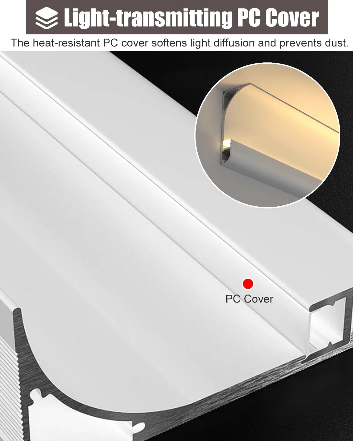 Dimensioni delle modanature per soffitti, Lunghezze Multiple del Rivestimento del Canale del diffusore LED con Modanatura a Corona del soffitto(19m (62.3ft))