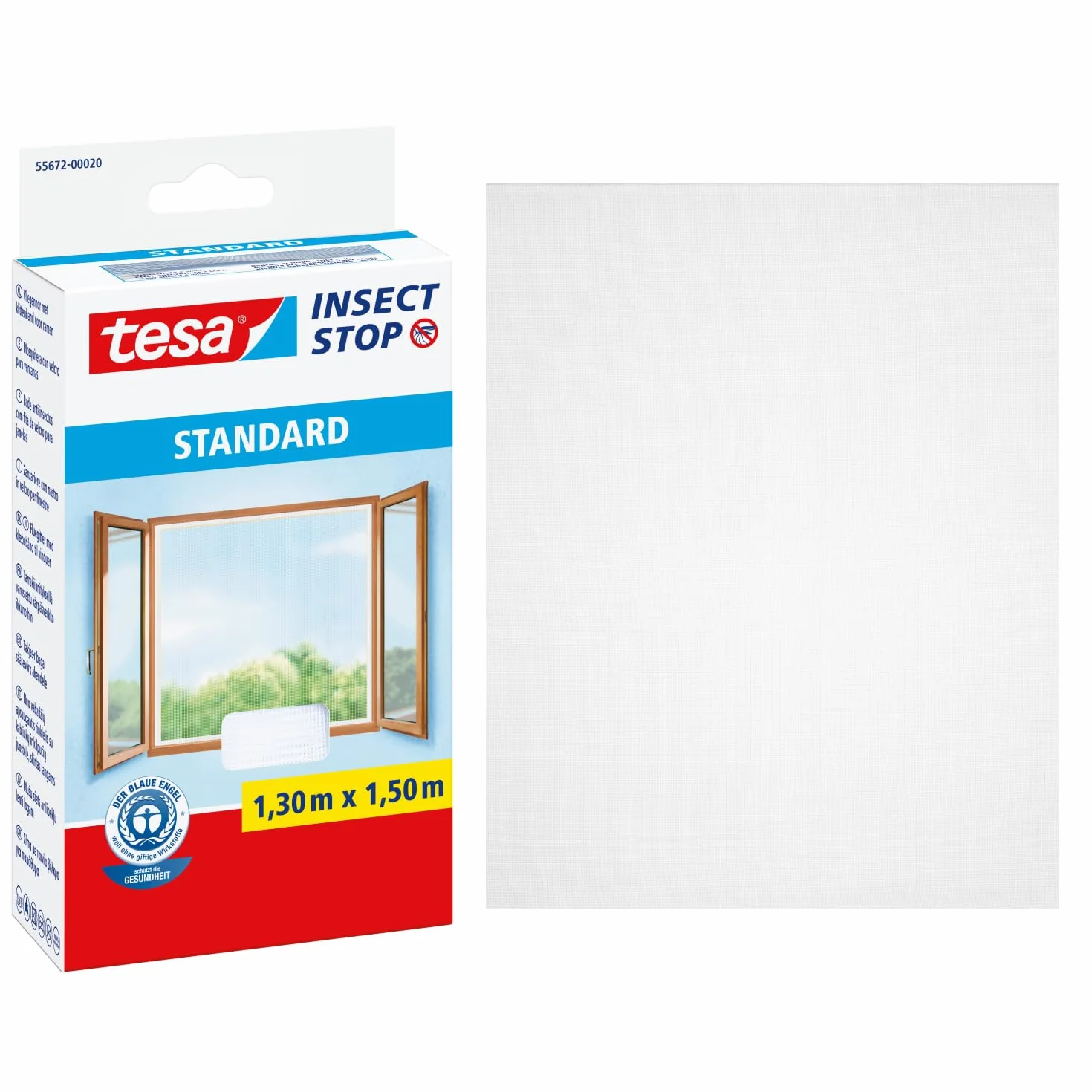 Tesa Insect Stop Zanzariere Attacca & Stacca STANDARD per Finestre Bianco 130x150 cm
