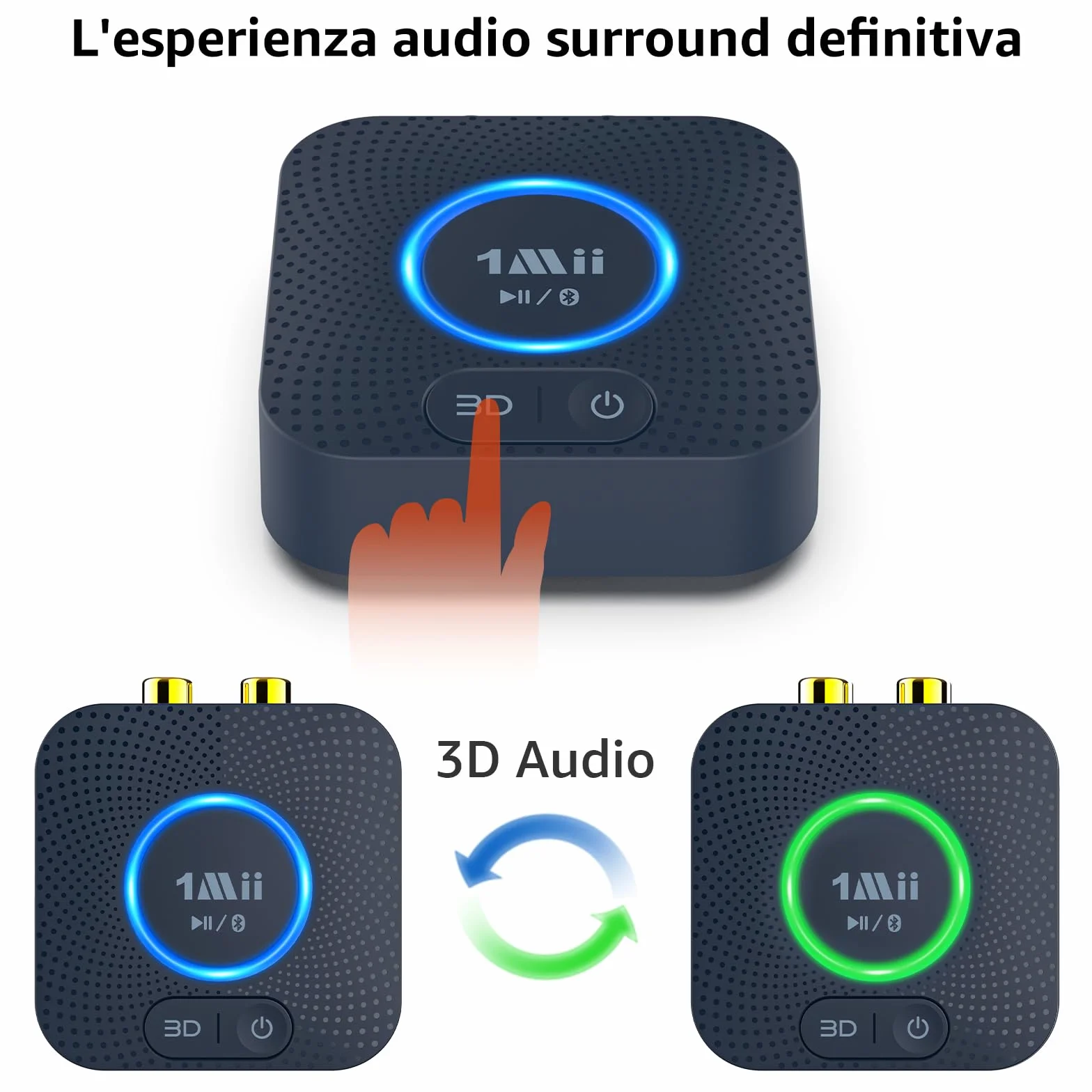 1Mii B06HD Ricevitore Audio Bluetooth 5.3, Adattatore Bluetooth per Sistema Stereo HiFi Domestico, con Audio Surround 3D a Bassa Latenza aptX HD, 15 Ore di Riproduzione, Jack AUX RCA da 3.5mm