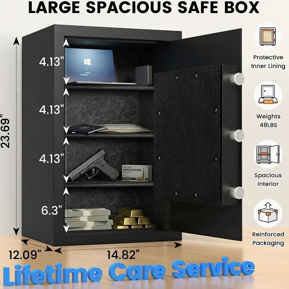 Cassaforte ignifuga da 60 minuti, 2,46 CuFt resistente al fuoco e impermeabile, cassaforte di sicurezza per ufficio domestico, test UL per proteggere documenti, gioielli, contanti e oggetti di valore
