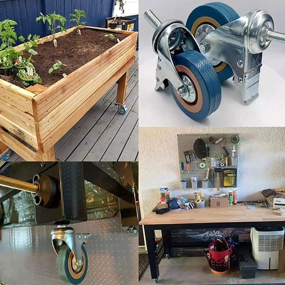 Ruote girevoli da Ufficio da 75 mm, Portata 200 kg, con Freno, Filettatura M10/M12, Ruote per carrelli e mobili.
