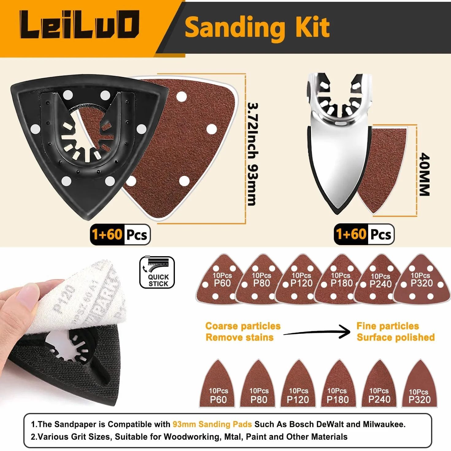 LEILUO 116-pezzi Set lame per utensili multiuso, custodia, compatibile Einhell Makita DTM51Z Dremel Parkside
