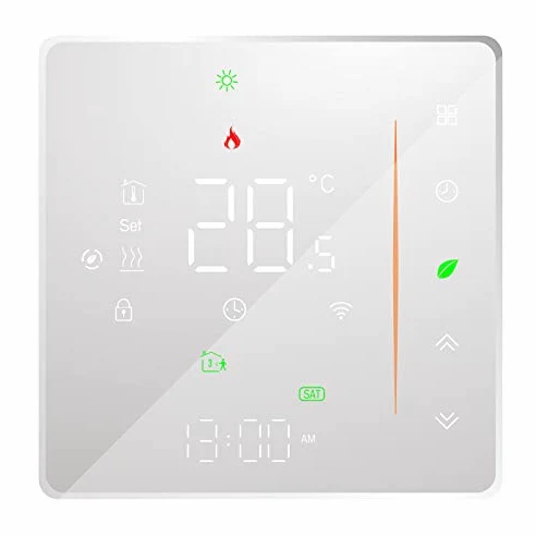 Termostato intelligente WiFi, programmabile settimanalmente, supporta Touch Control/Mobile APP/controllo vocale, compatibile con Home, per caldaie ad acqua e a gas 5 A, bianco
