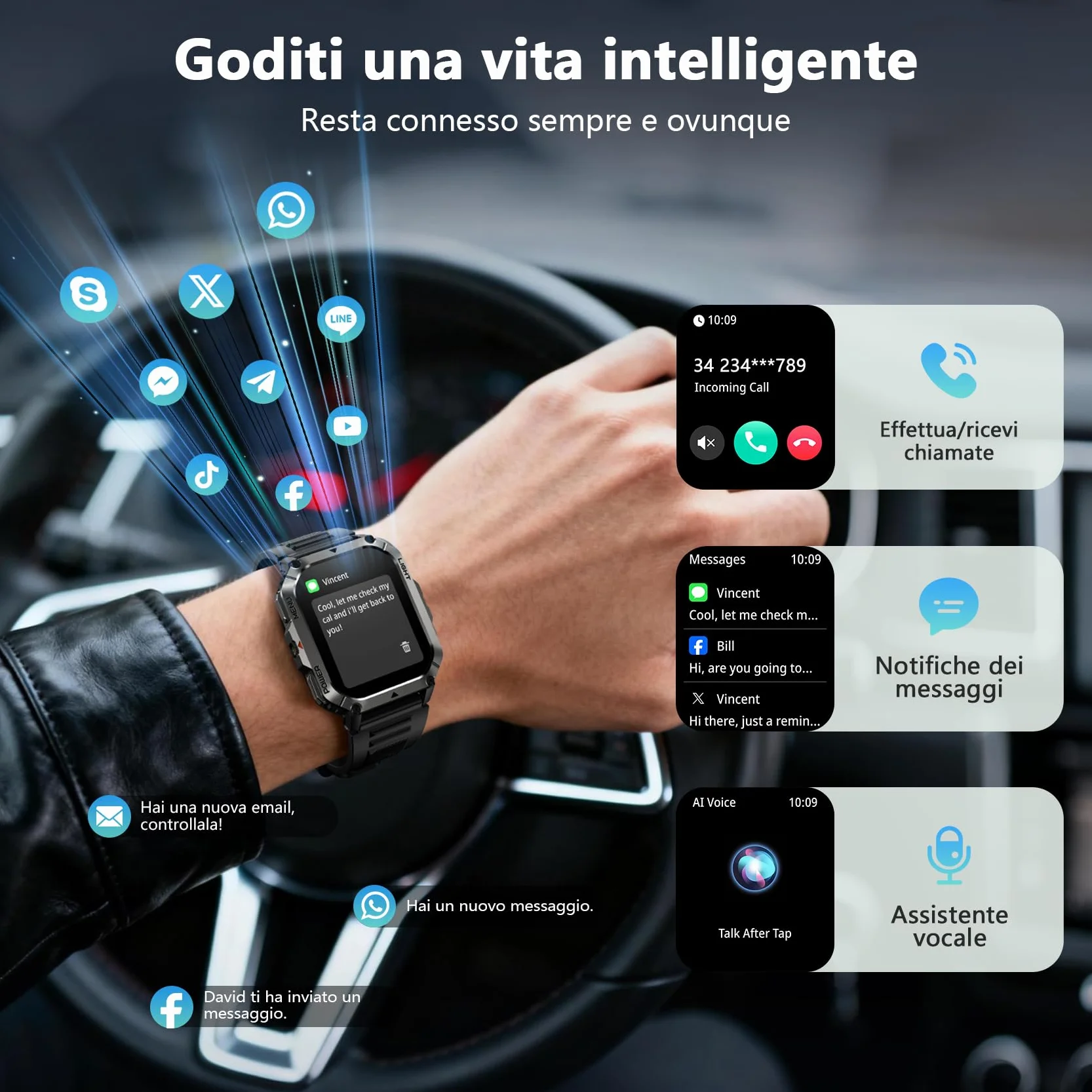 Blackview Smartwatch Uomo, Orologio Intelligente Fitness con Chiamate Bluetooth, 2.01" Militari Smart Watch Tracker 100+ Modalità Sportive/Cardiofrequenzimetro/SpO2/Torcia/Bussola per Android iOS