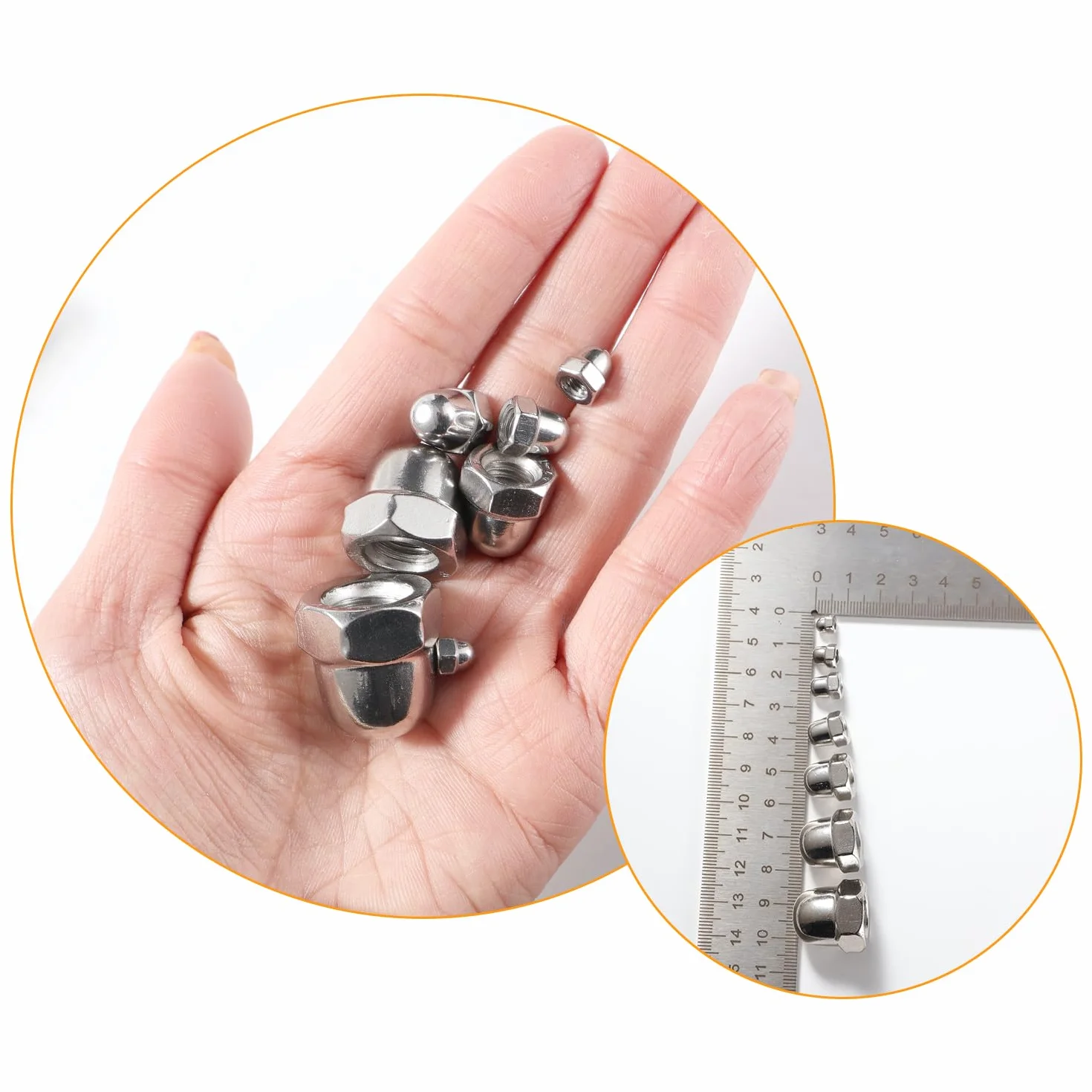 Dado Cieco a Calotta in Acciaio Inox 46 Pezzi M3-M12, Kit Dadi per Cappello e Viti