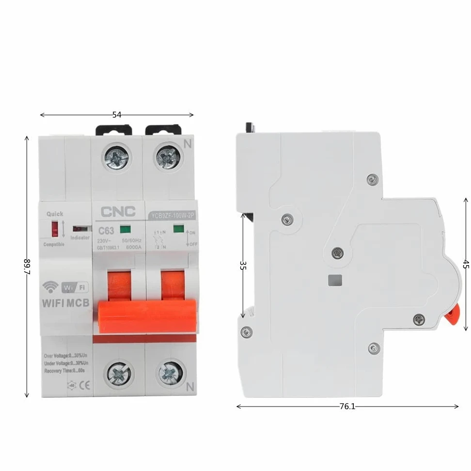 Interruttore Magnetotermico Differenziale Interruttore automatico del circuito della catenatore guida DIN 4P for la casa intelligente(100A)