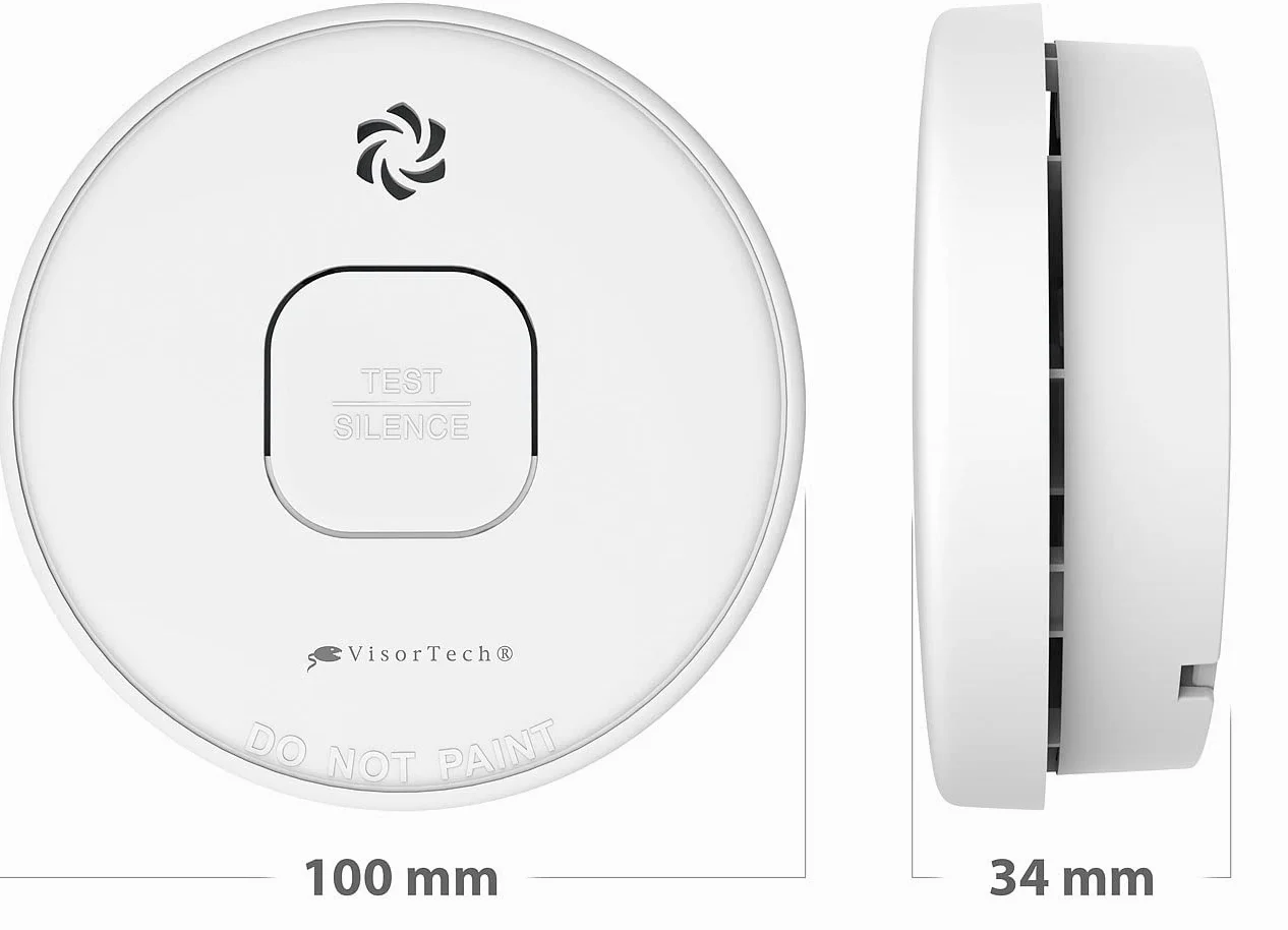 VisorTech Set da 10 rilevatori di fumo fotoelettrici RWM-390 con batteria al litio 10 anni, 85 dB, certificati VdS