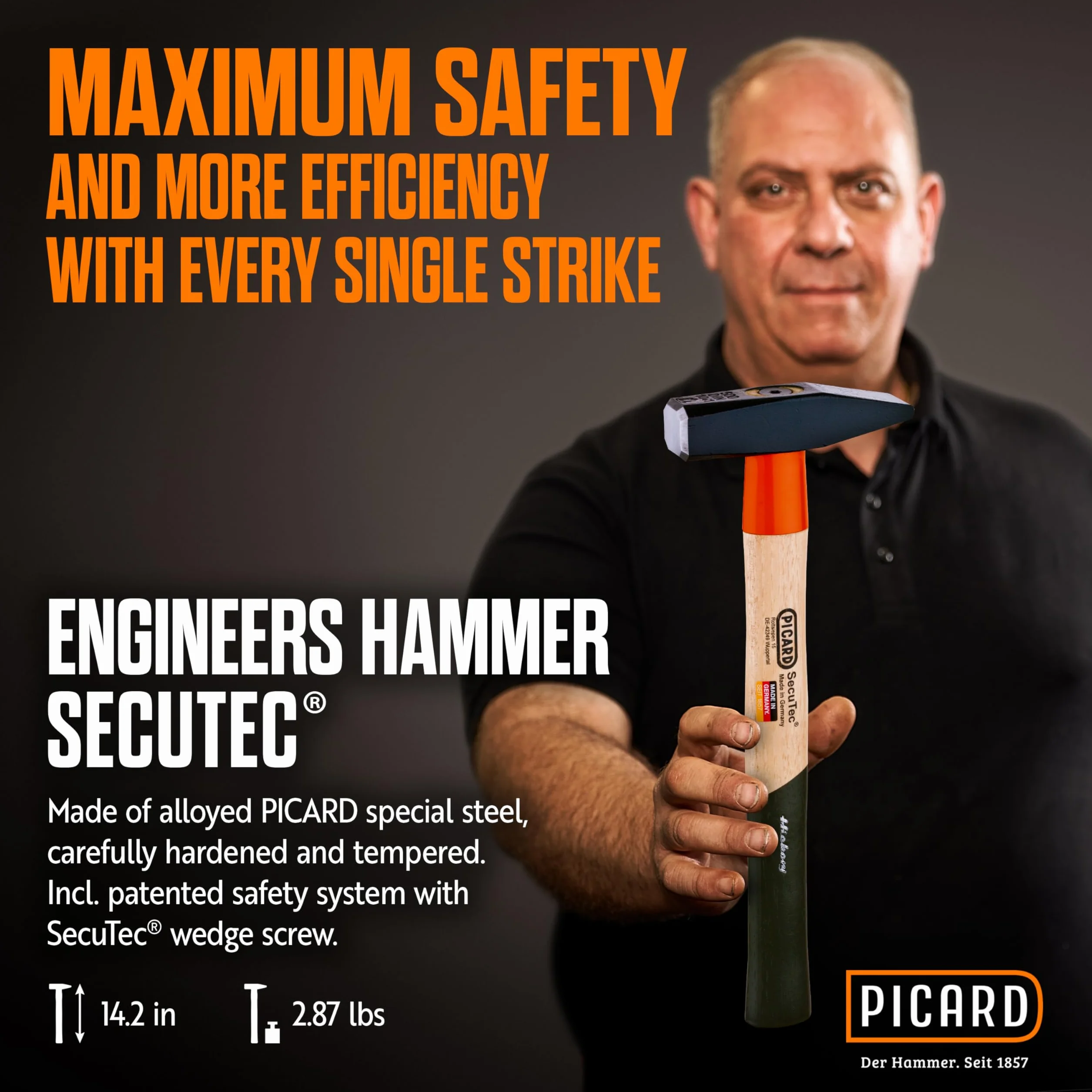 Martello da fabbro PICARD SecuTec® 12 HS 1000 g acciaio speciale anticorrosione