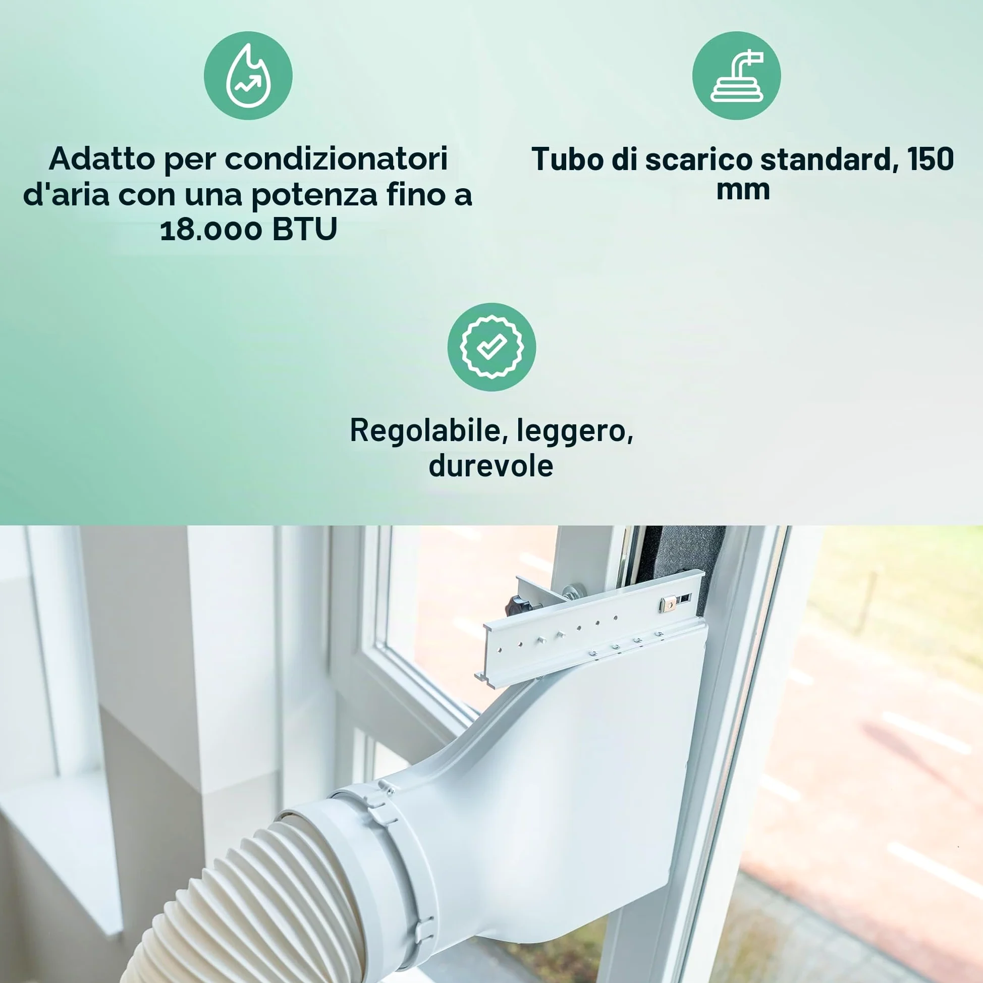 Eurom Window Way Out | Guarnizione per finestra per climatizzatori mobili | Adattatore accessorio per il tuo climatizzatore portatile | Hot Air Stop adattabile universalmente - installazione rapida