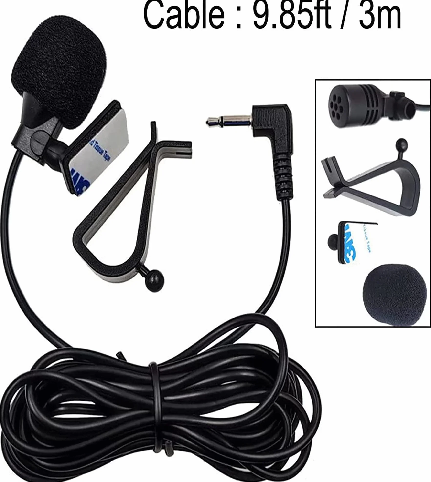 Microfono 3.5 mm Microfono Esterno Montaggio per Auto Veicolo Head Unit Bluetooth Audio Stereo Radio GPS DVD