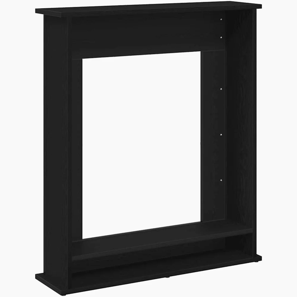Cornice per caminetto, effetto rovere nero, in legno, 75 x 20 x 87,5 cm, ripiano per fiamme LED, cornice decorativa per camino per soggiorno, facile da pulire e stabile