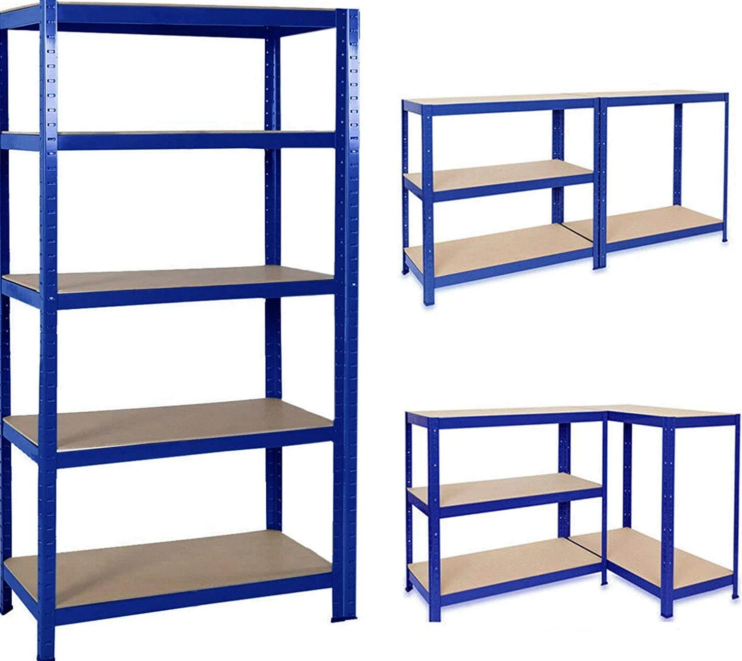 Scaffalatura per carichi pesanti, in metallo, per garage, officina, scaffalatura in metallo, scaffalatura a 5 ripiani, scaffale regolabile in MDF, 200 x 100 x 50 cm (A x L x P)