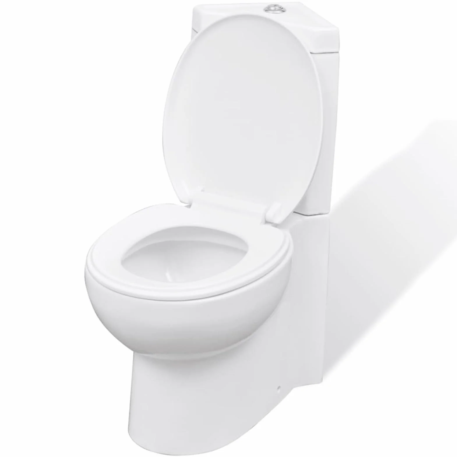 Homgoday WC in ceramica, WC compatto a pavimento WC con meccanismo a doppio scarico WC WC ad angolo in ceramica bianca