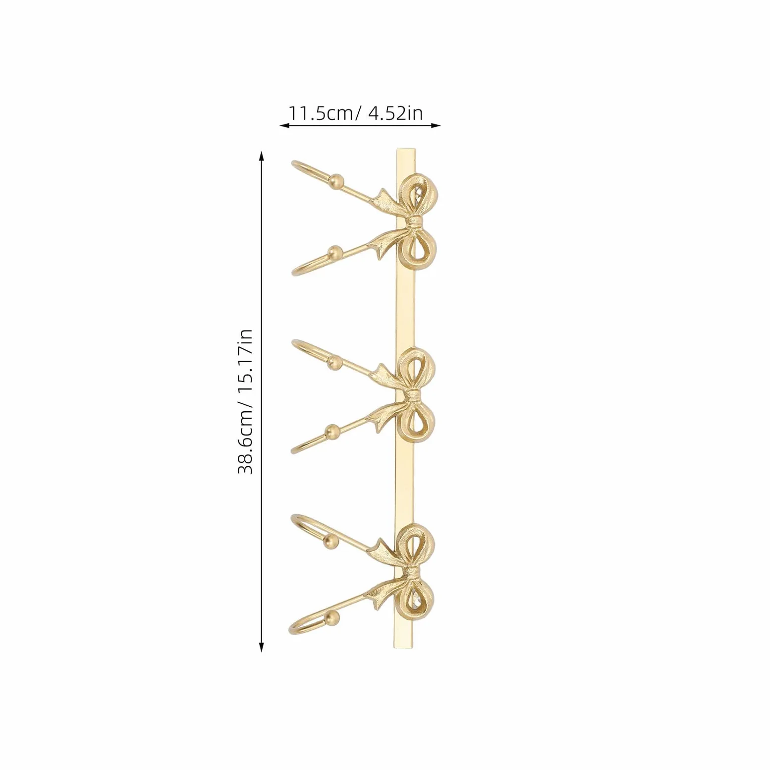 Gancio da Parete in Metallo Dorato Fiocco Organizer Multifunzionale per Asciugamani Cappotti Borse e Chiavi Portabiti Decorativo per Bagno e Ingresso Stile Rustico Elegante