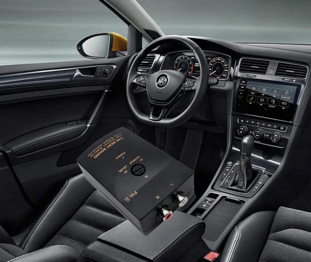 Greluma 1 Pezzi Car RCA Audio Convertitore di Uscita di Linea da Alto a Basso a 2 Canali con Livello Subwoofer Regolabile per Amplificatore per Auto