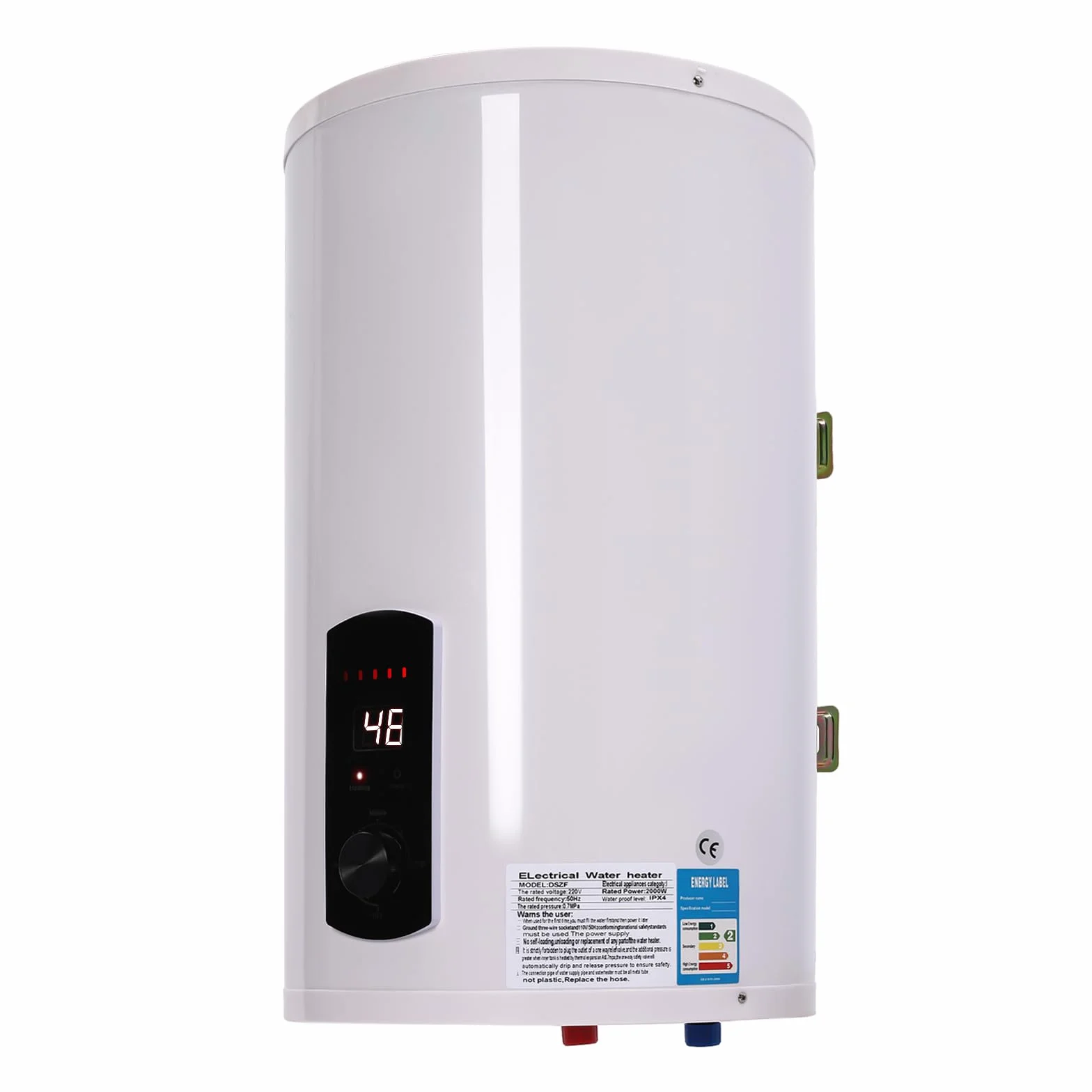 Scaldacqua elettrica istantanea, 220 V, 2000 W, con schermo digitale, per bagno, cucina, colore rosso lavato, bianco
