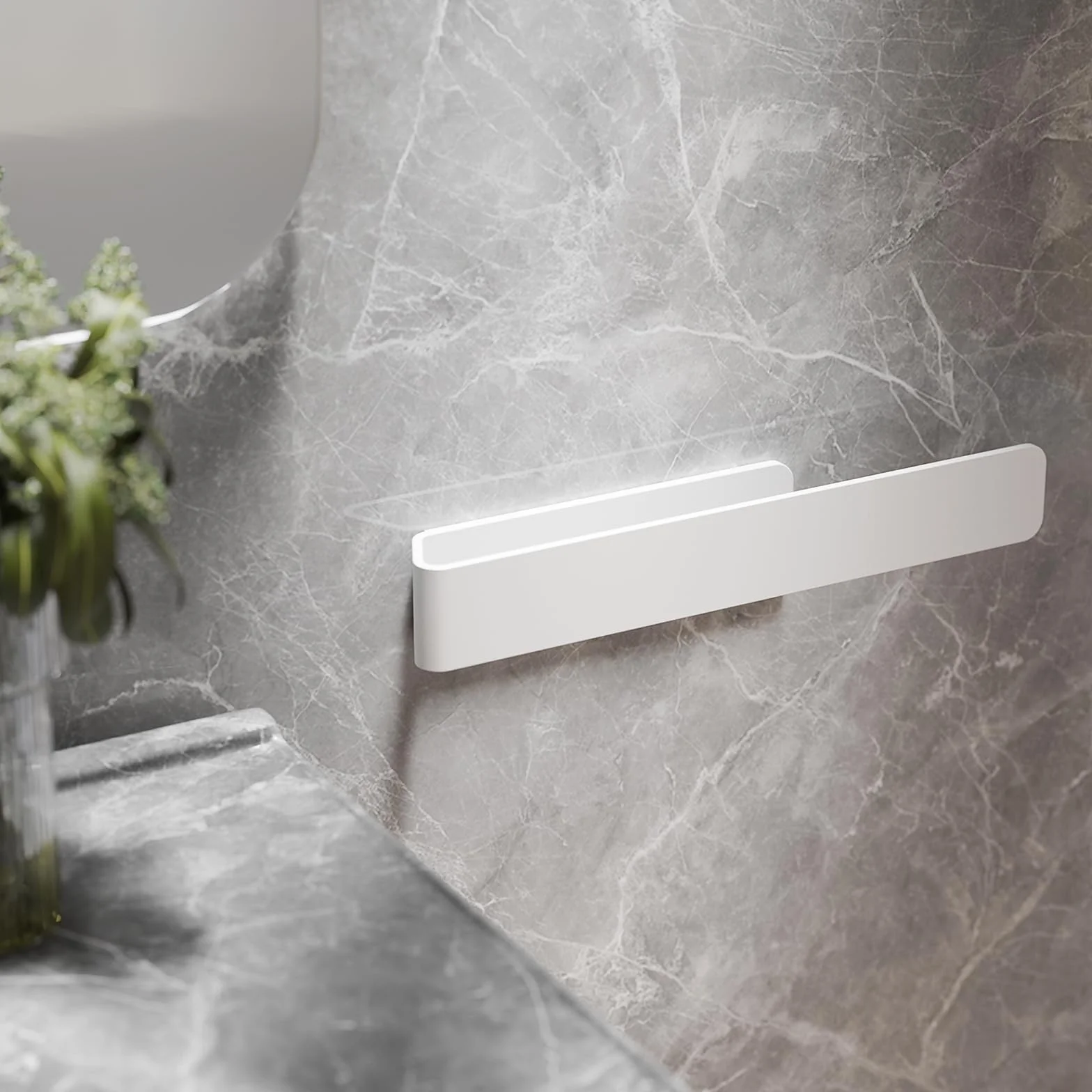 Aikzik Portasciugamani in alluminio senza foratura bianco 32 cm