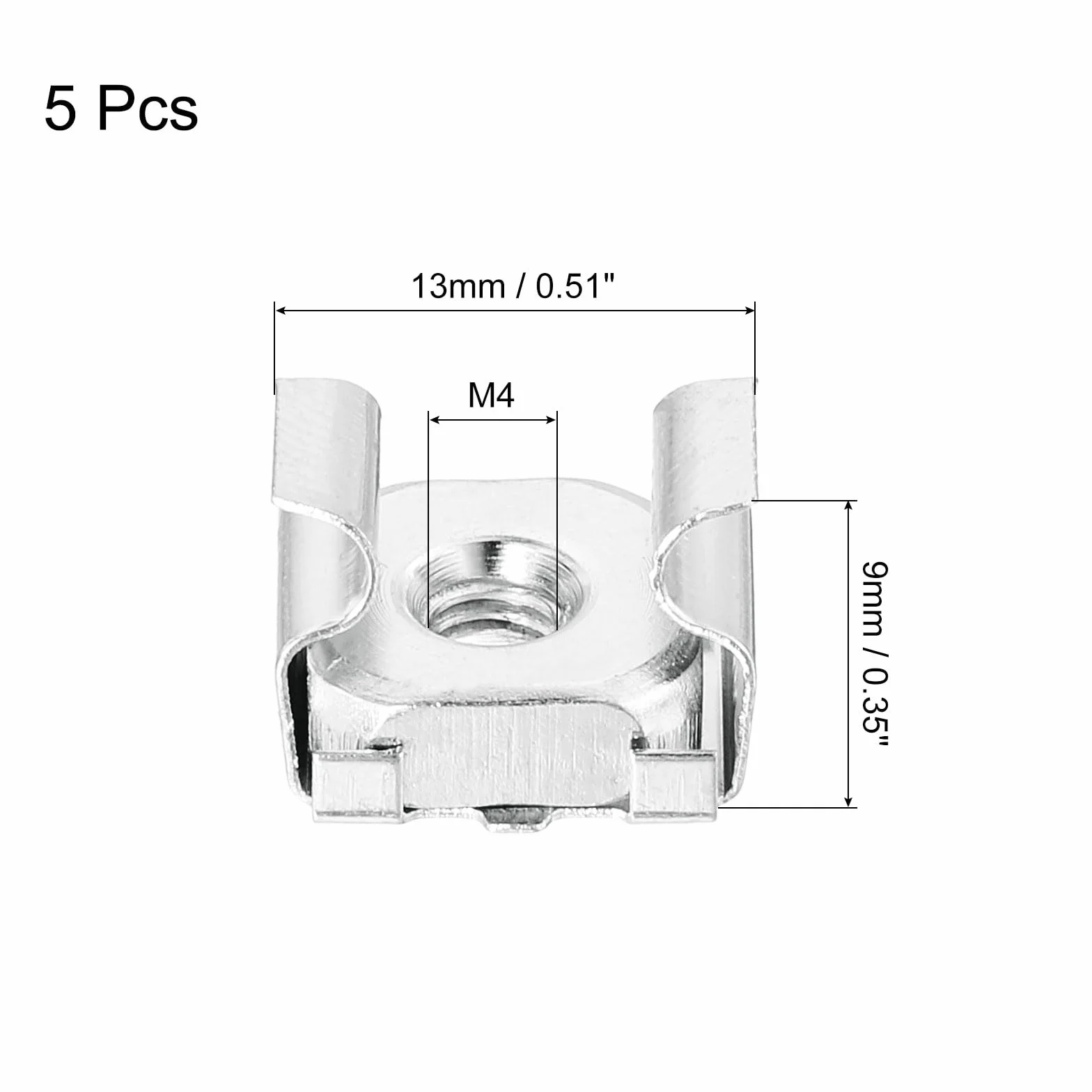 QUARKZMAN M4 x 0,7mm Gabbia Dado 5pz Carbonio Acciaio Zinco Placcato Metrico Argento