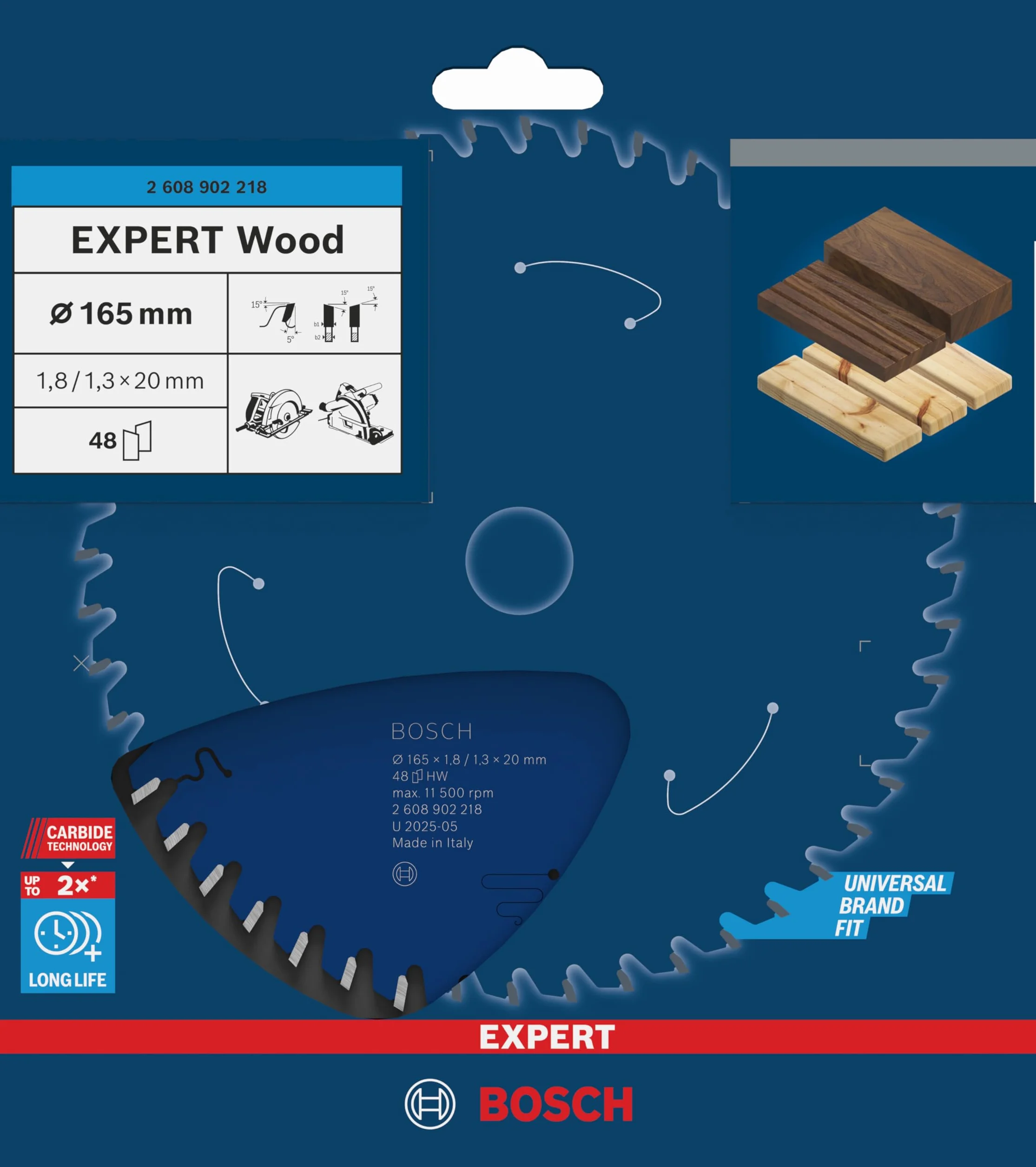 Bosch Lama per sega circolare EXPERT per legno cablata Ø mm Professional Accessorio