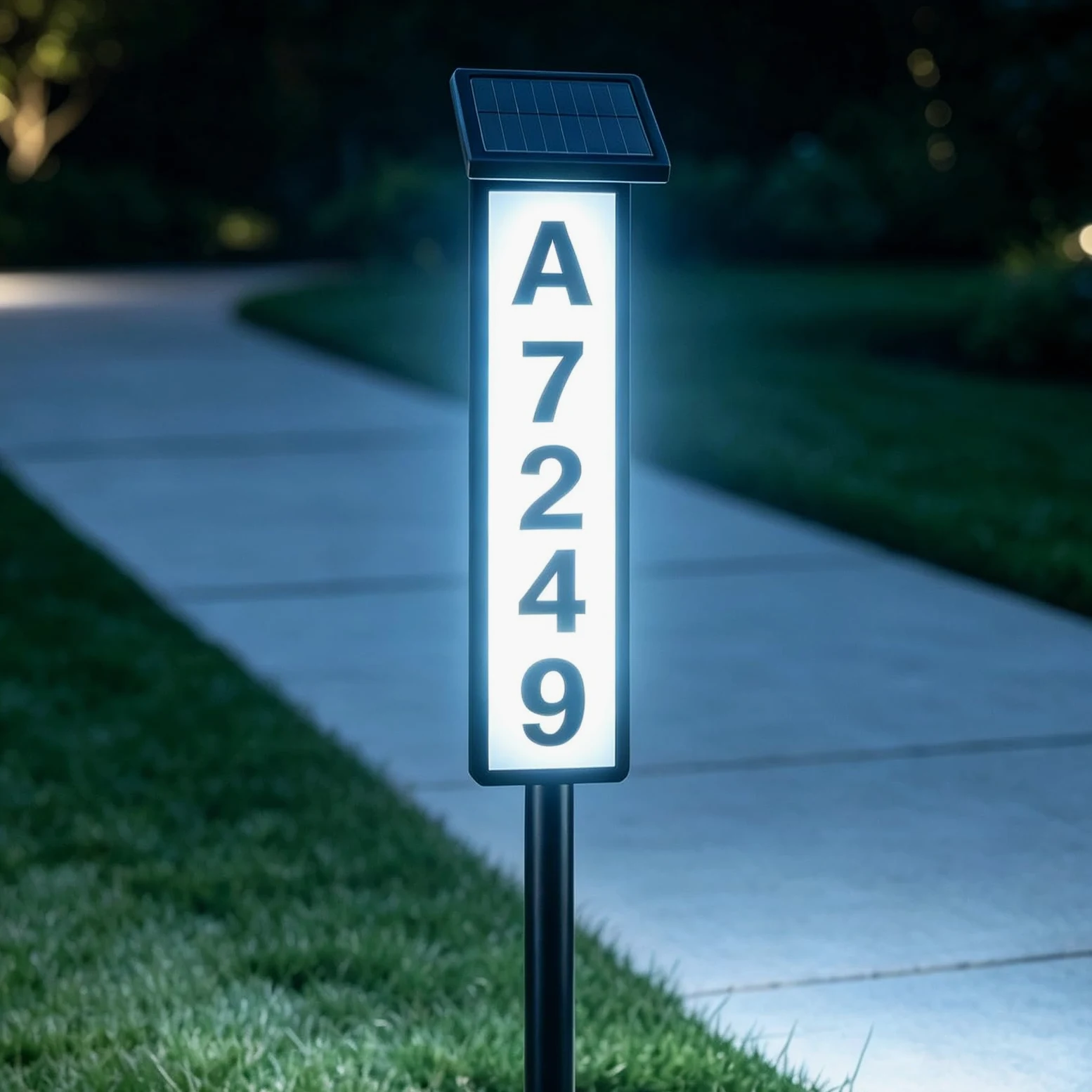 Targhe per indirizzi con numeri 3D, segnale solare per indirizzi per cortile, vialetto, giardino, luce bianca fredda/calda, palo da incasso per esterni