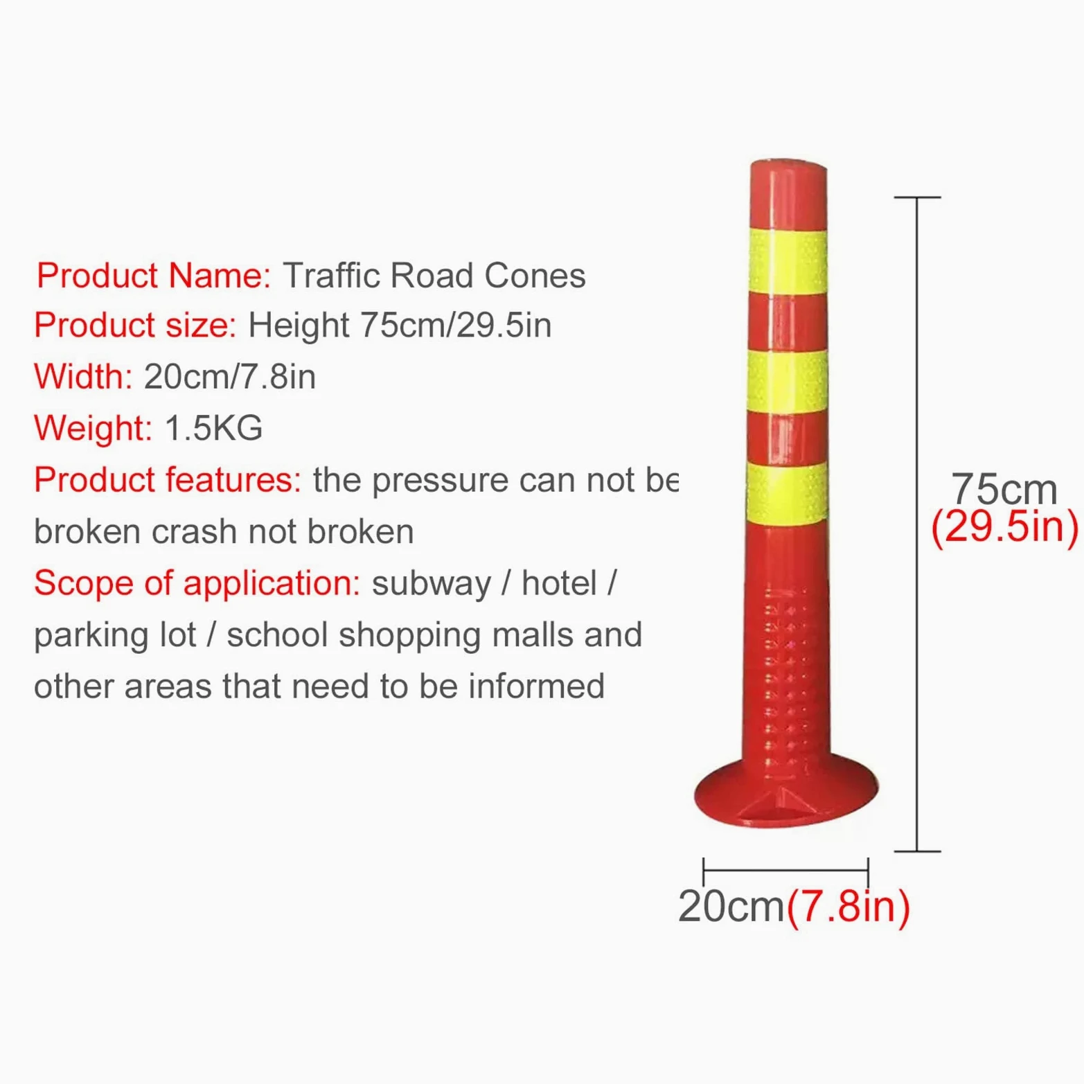 Generico Pali di delimitazione in plastica da 76 cm (30") - Confezione da 2 Coni di Sicurezza Stradale da Pavimento con collari Riflettenti per la Protezione del parcheggio del vialetto - Colore Blu