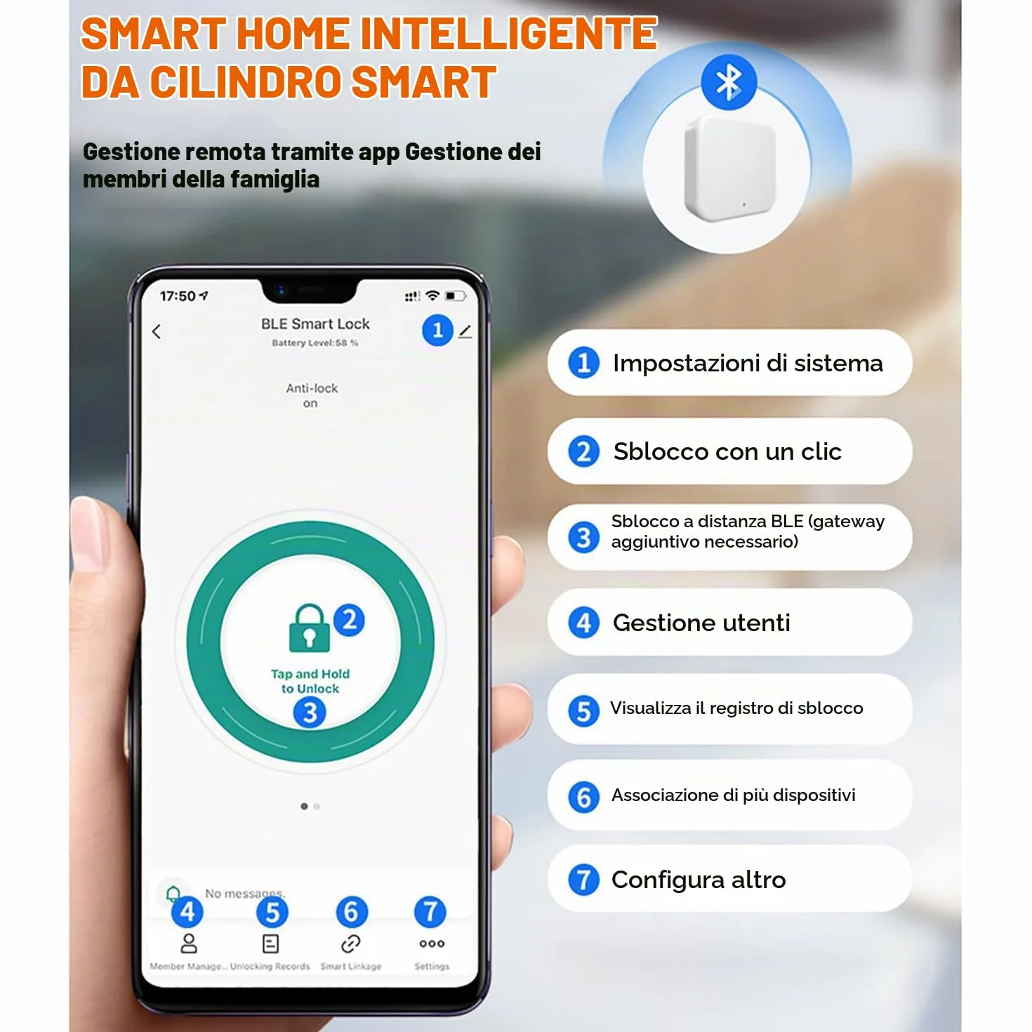 Serratura Smart Porta Blindata,Serratura Smart con Wifi,Password,Scheda RFID,Bluetooth,APP Serratura Della Portone per Spessori Della Porta 50-100mm,Srratura Portone Blindata Facile da Installare