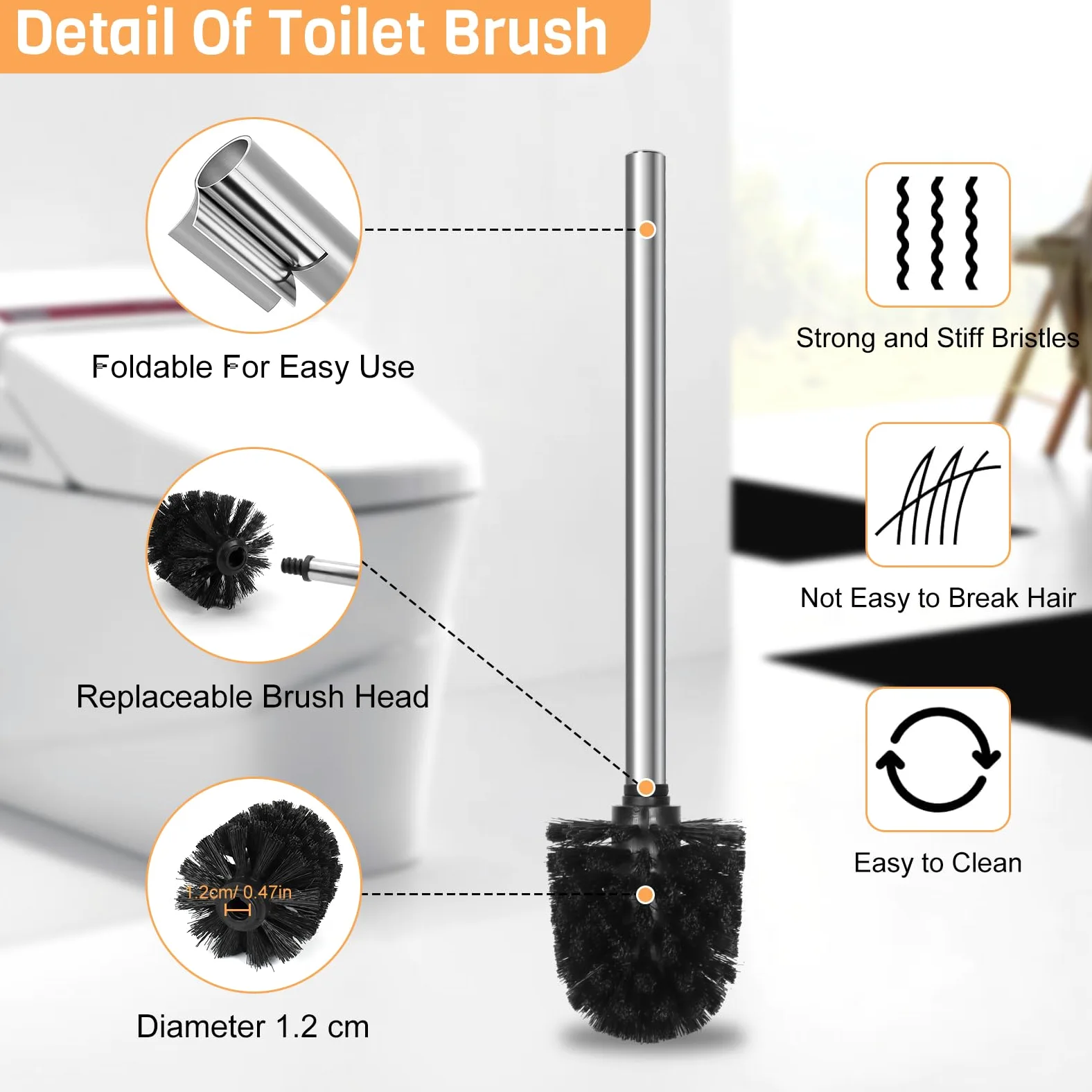 Topsky Portarotolo di carta igienica autoportante con scopino per WC, supporto per rotolo di carta igienica in acciaio inox, scopino e supporto per bagno (argento)