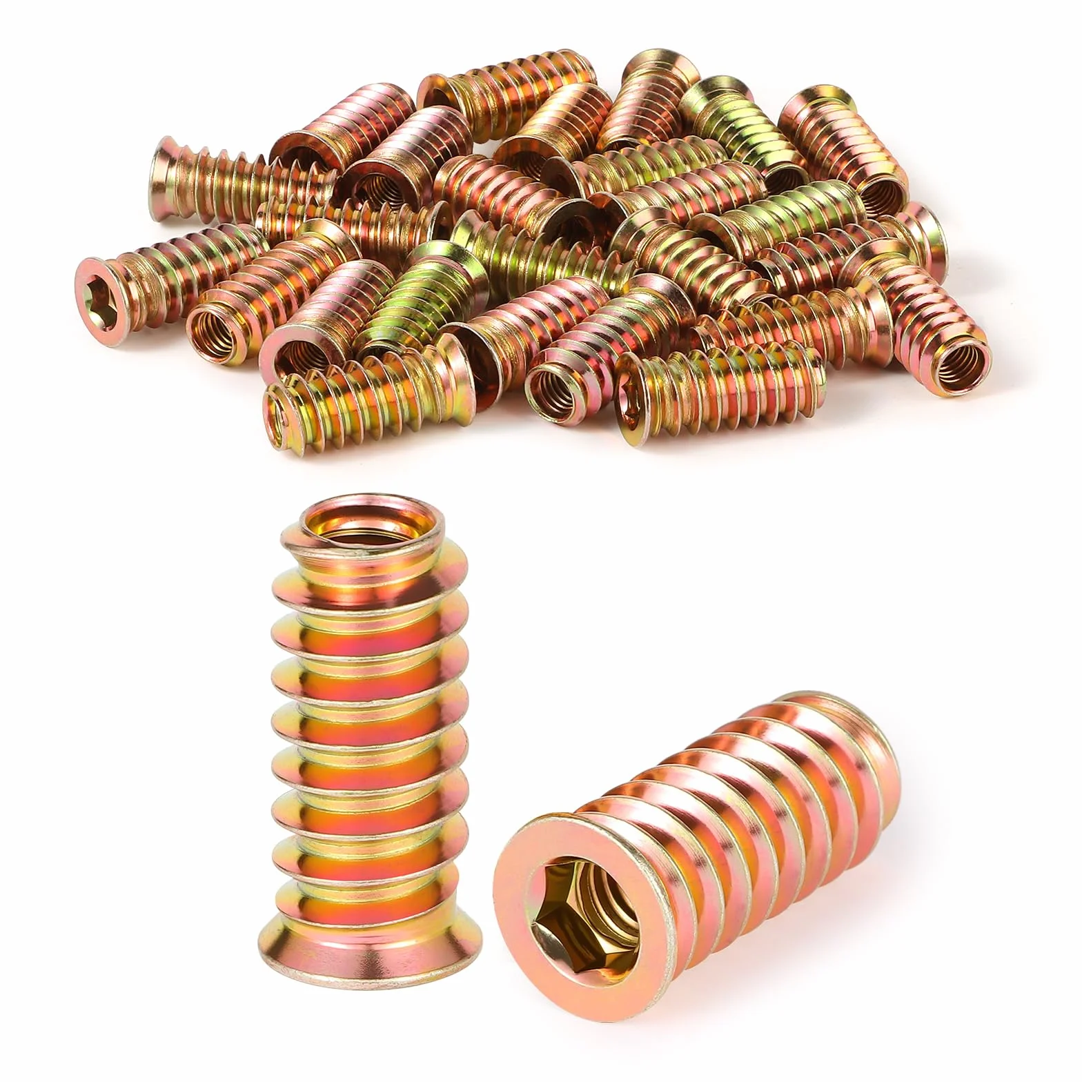 25 dadi di avvitamento M5 x 8 mm, inserto filettato in legno, in acciaio al carbonio, per la produzione di mobili in legno e montaggio di mobili
