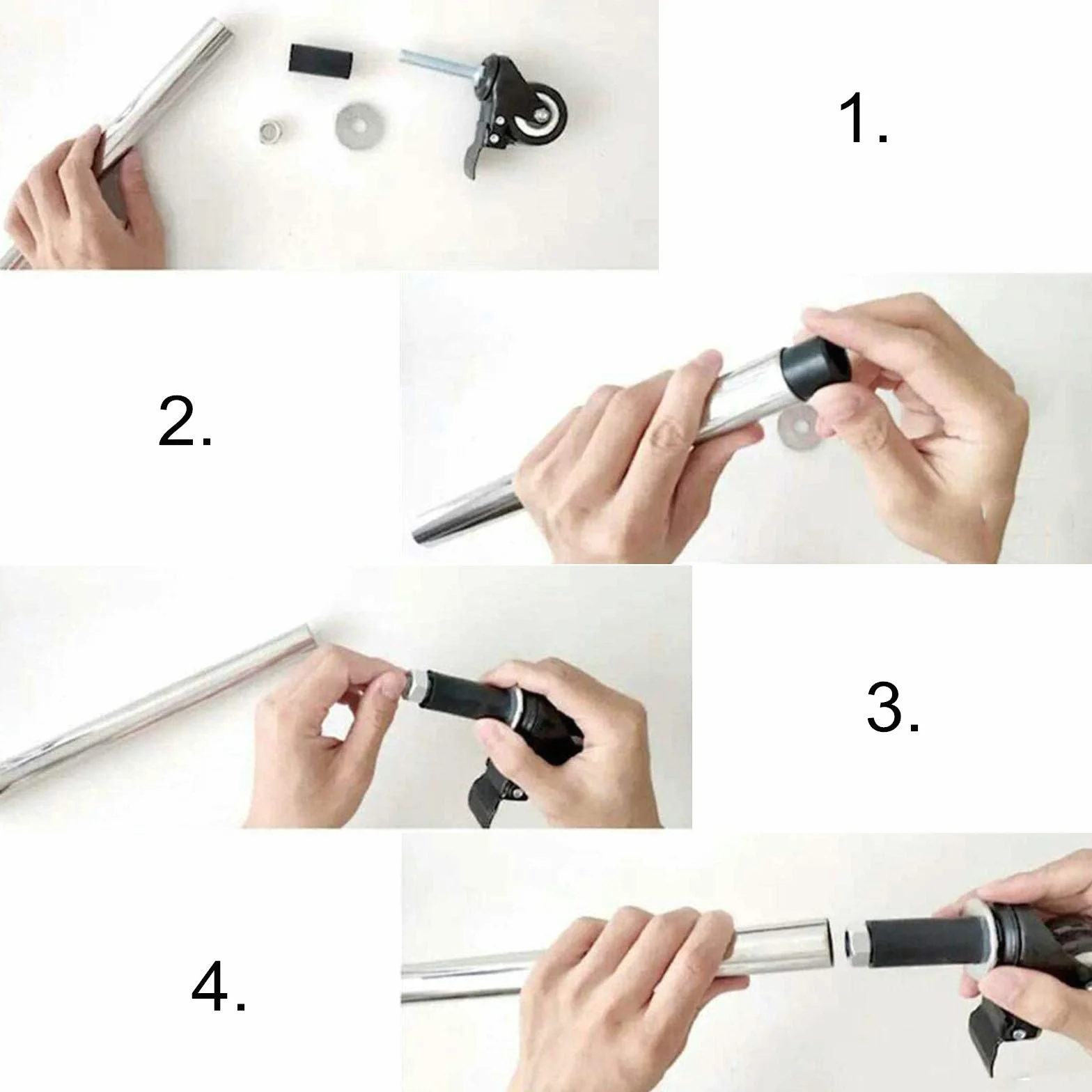 Ruote girevoli in Poliuretano Resistenti da 100 mm con Freno – Set di 4, Ideali per banco da Lavoro, Carrello, mobili, scaffale, bullone M12x60mm, Tubo Tondo da 4 Pollici