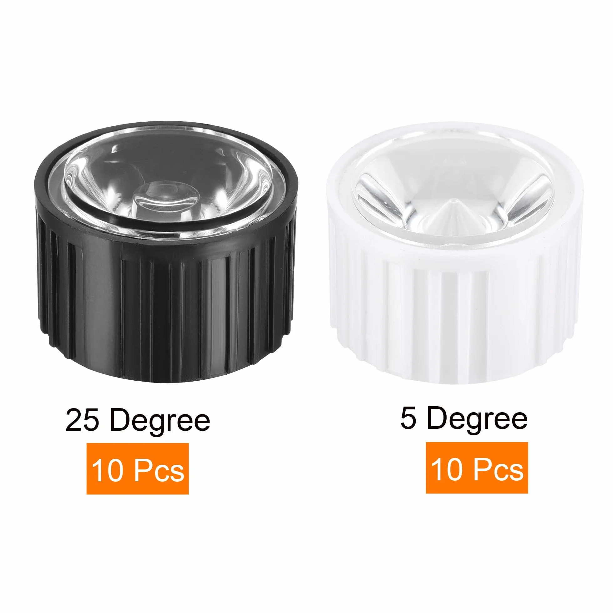 QUARKZMAN LED Obiettivo Ottico Vetro 25 Grado 5 Grado con Supporto per 1W 3W Alta Potenza LED Luce, Nero Bianco 20pz