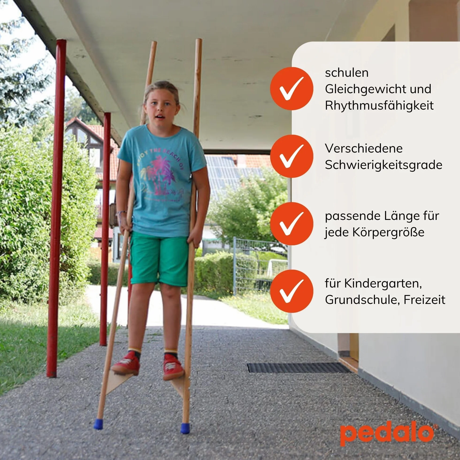 Pedalo Trampoli 118 cm Regolabili Gambi Legno Antiscivolo Gomma