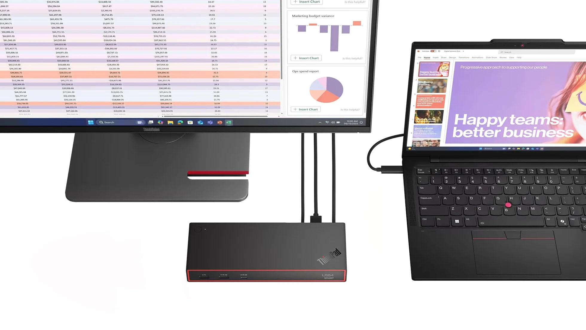 Lenovo ThinkPad USB4 Smart Dock 5500 con alimentatore 135W, dock USB4 40Gbps con 2xDP 1.4 HDMI 2.1, 4xUSB-A Gen2, 2xUSB-C Gen2, GbE, PD 3.1