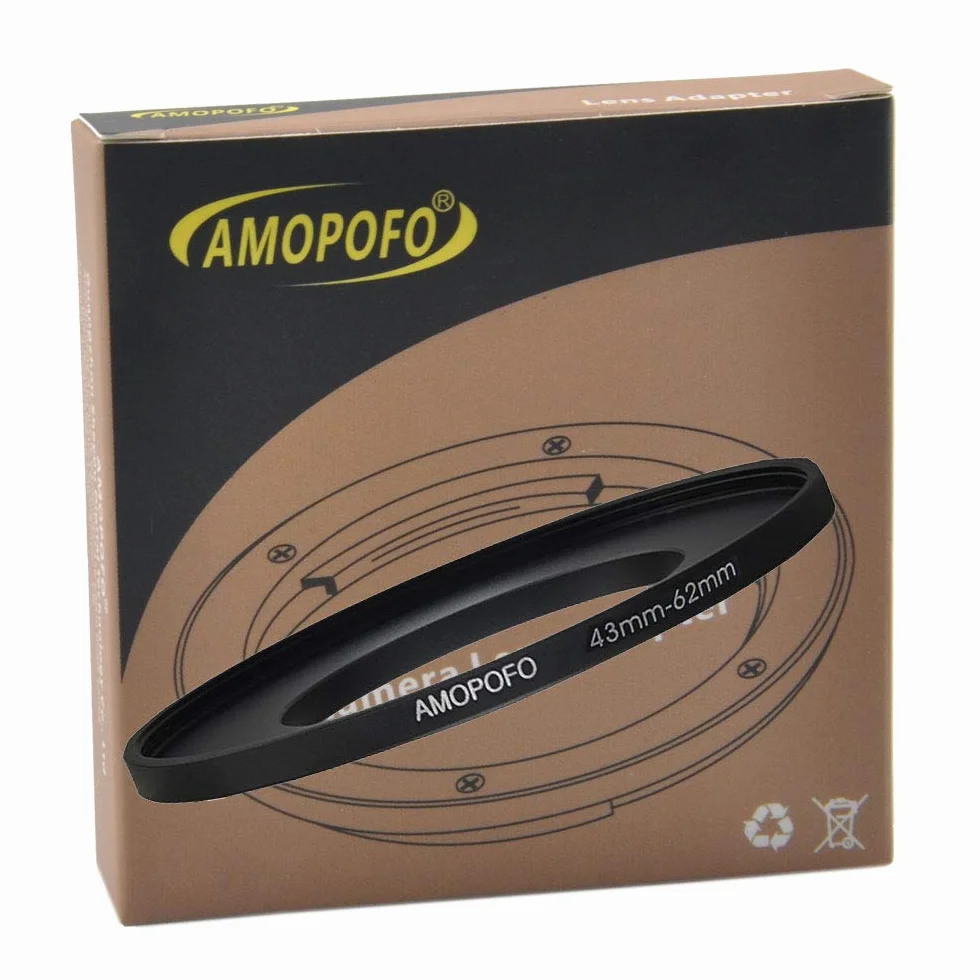 Anello filtro in metallo per fotocamera da 43 mm a 62 mm, adattatore per filtro Step Up da 43 mm a 62 mm con filettatura filtro da 43 mm su anello filtro da 62 mm