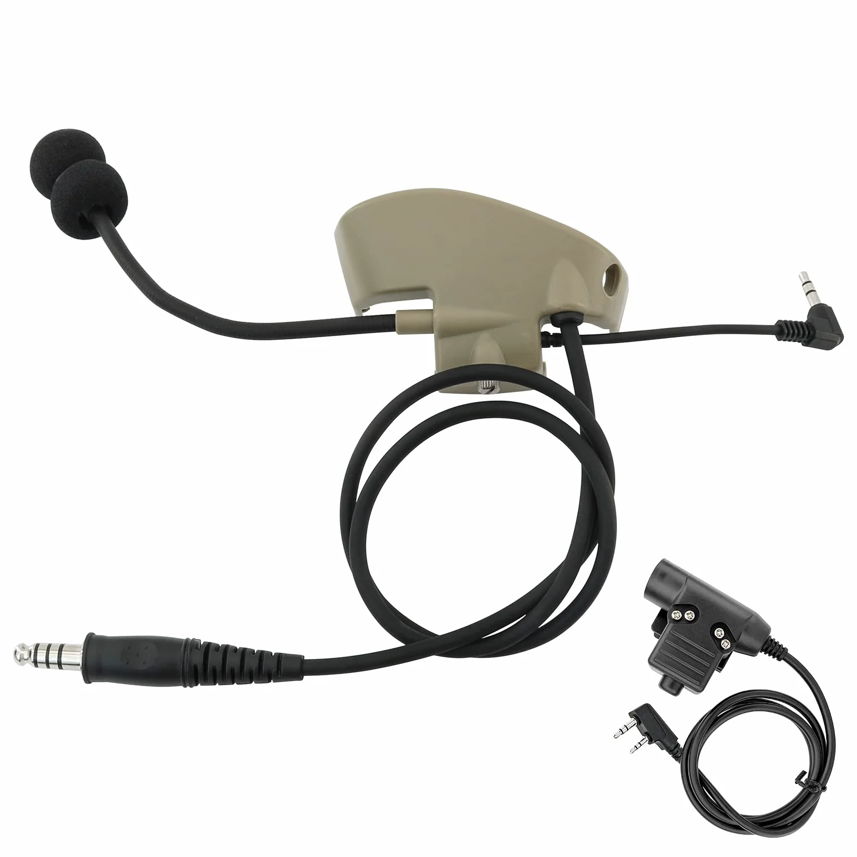 Microfono e PTT per cuffie Howard Leight Impact Sport con cancellazione del rumore Airsoft (Tan)
