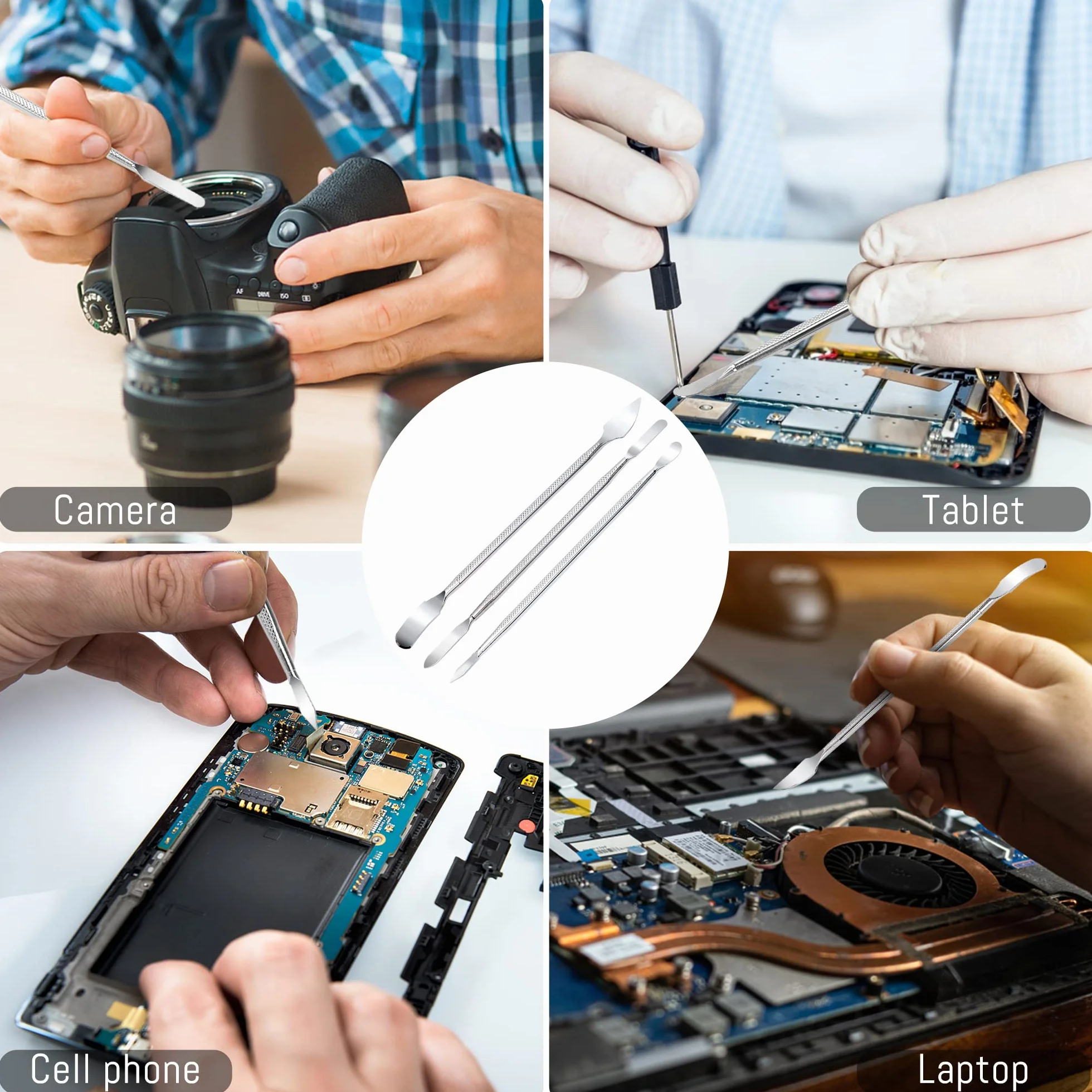 Set di Spudger in Metallo a Doppia Estremità per Tablet iPad Laptop Telefoni Cellulari