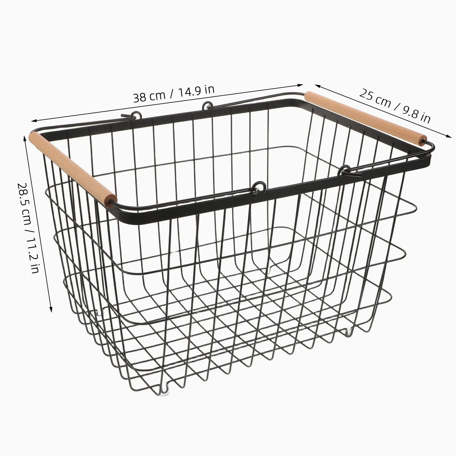 Zerodeko Cesto rettangolare in filo metallico per legna da ardere, nero, | Organizzatore di legna da ardere portatile in metallo, resistente e traspirante, adatto per interni, patio e giardino.