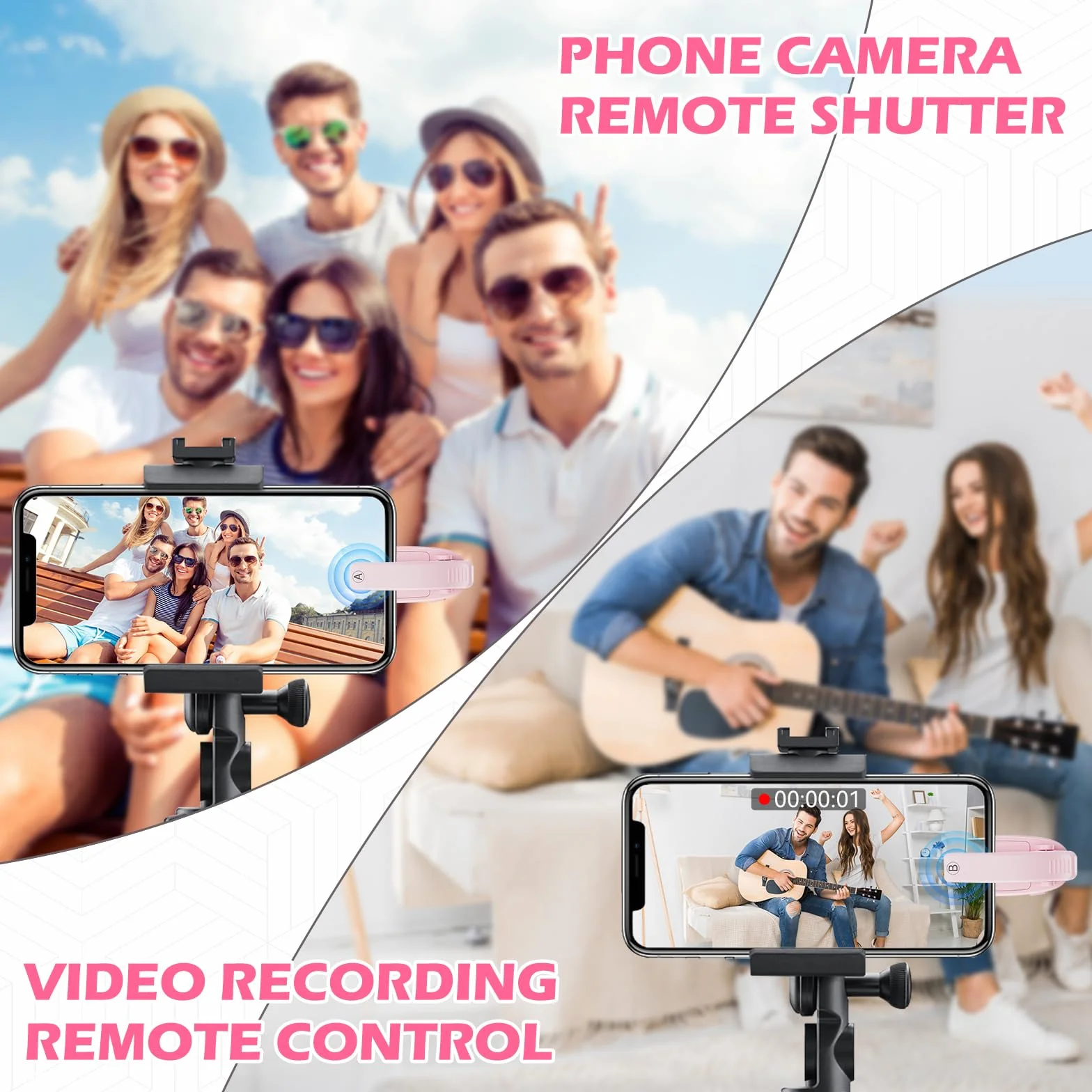 Telecomando per girare pagine per Kindle Paperwhite Turner eReader: scatto remoto della fotocamera, Kindle Clicker Page Turner per iPad, tablet Android, Surface e-book, lettura fumetti, accessori rosa