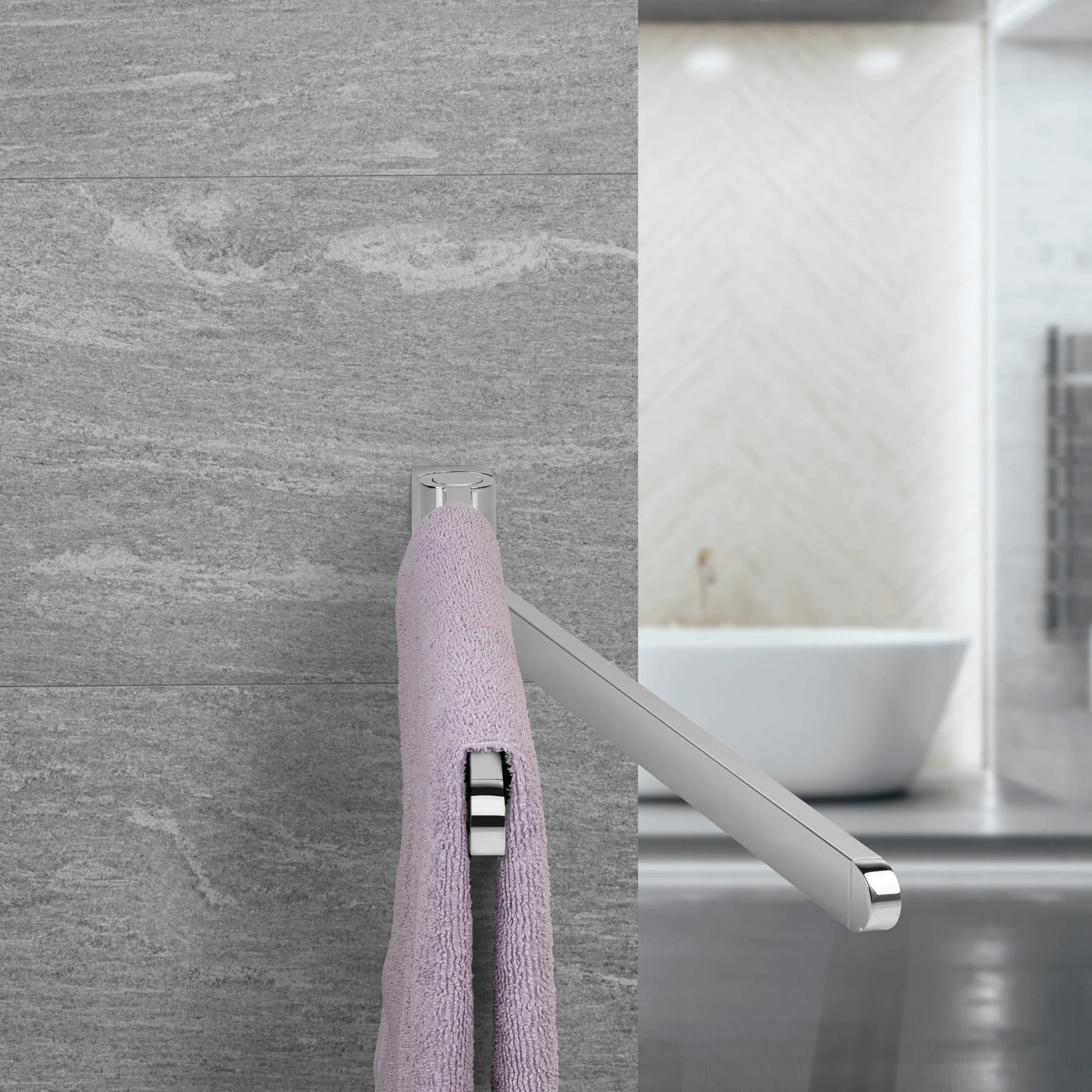 Gedotec - Portasciugamani doppio da bagno orientabile, modello OCEAN, a 2 bracci, di metallo cromato lucido gancio per asciugamani da parete, lunghezza 400 mm