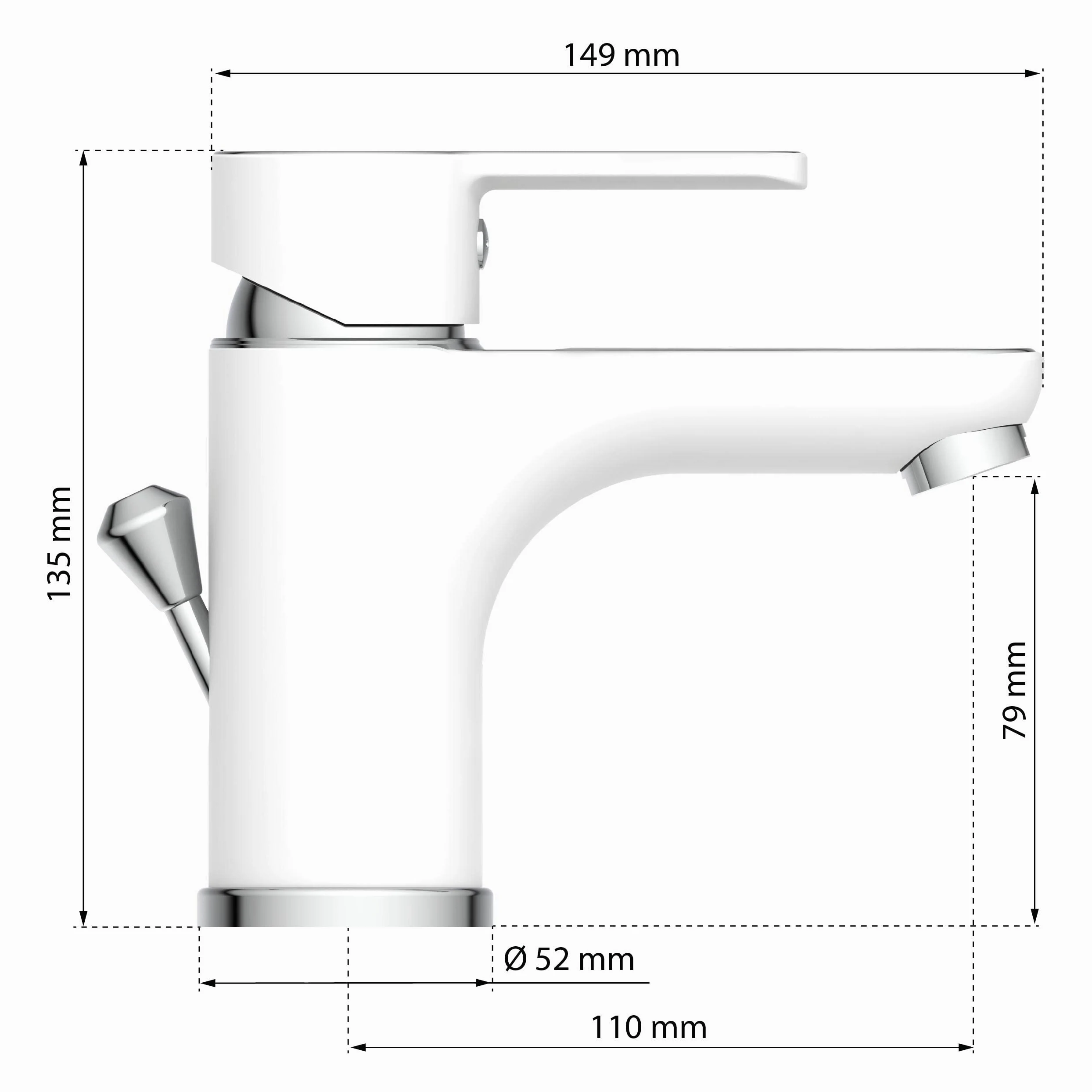 EISL disegno Nuevo, Miscelatore monocomando per lavabo, 1 pezzi, bianco/cromato, ni075dinwcr