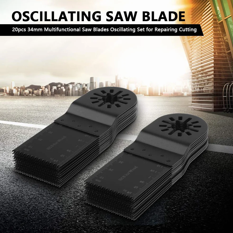 Lame per Sega Oscillante, Lama Oscillante 34 mm, Set di Lame Multiuso Oscillanti, 20 Pezzi, per la Riparazione del Taglio
