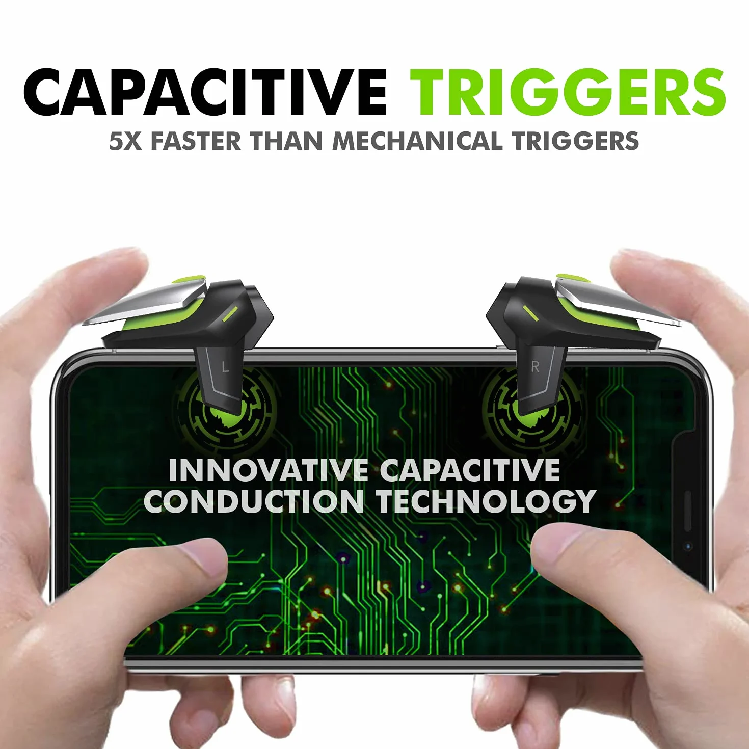 SpinBot BattleMods NinjaX | Mobile Gaming Triggers | 5X Faster with Capacitive Conduction | for BGMI/Free Fire Max/COD Mobile - (Black)