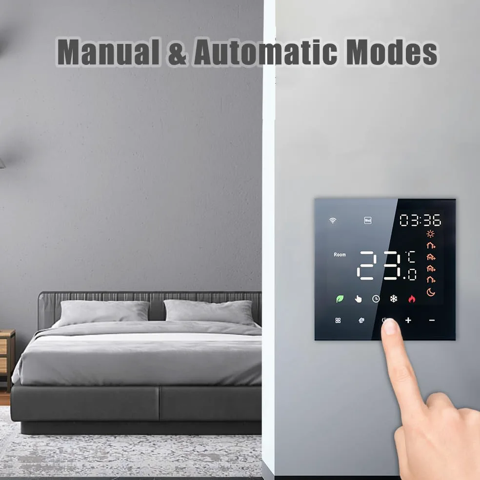Termostato WiFi,Smart Tuya Controllo vocale 16A Display LCD programmabile Digitale Touchscreen Regolatore di Temperatura per Riscaldamento a Pavimento Termostato Digitale da Parete