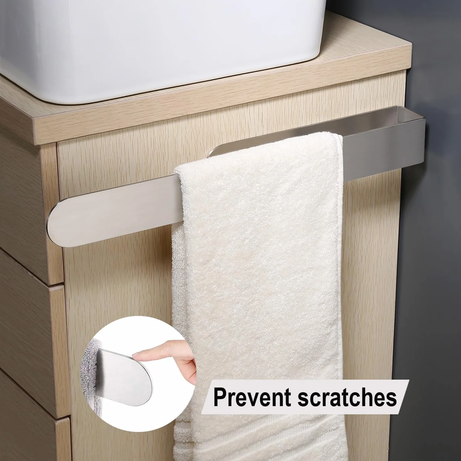 Set portasciugamani da bagno 9 pezzi argento installazione senza fori