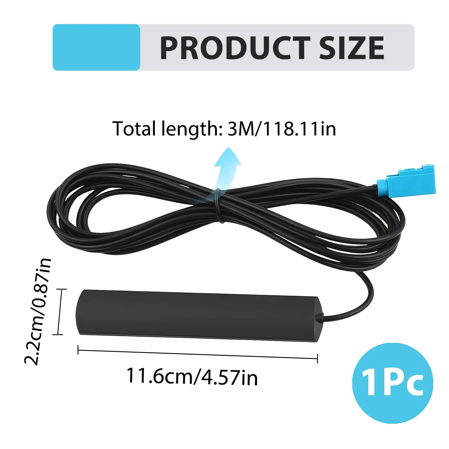 Antenna radio Aurum DAB per auto con amplificatore DAB+ FM, antenna autoadesiva universale per finestrini di auto, SUV e camion - Cavo 3M e connettore Fakra
