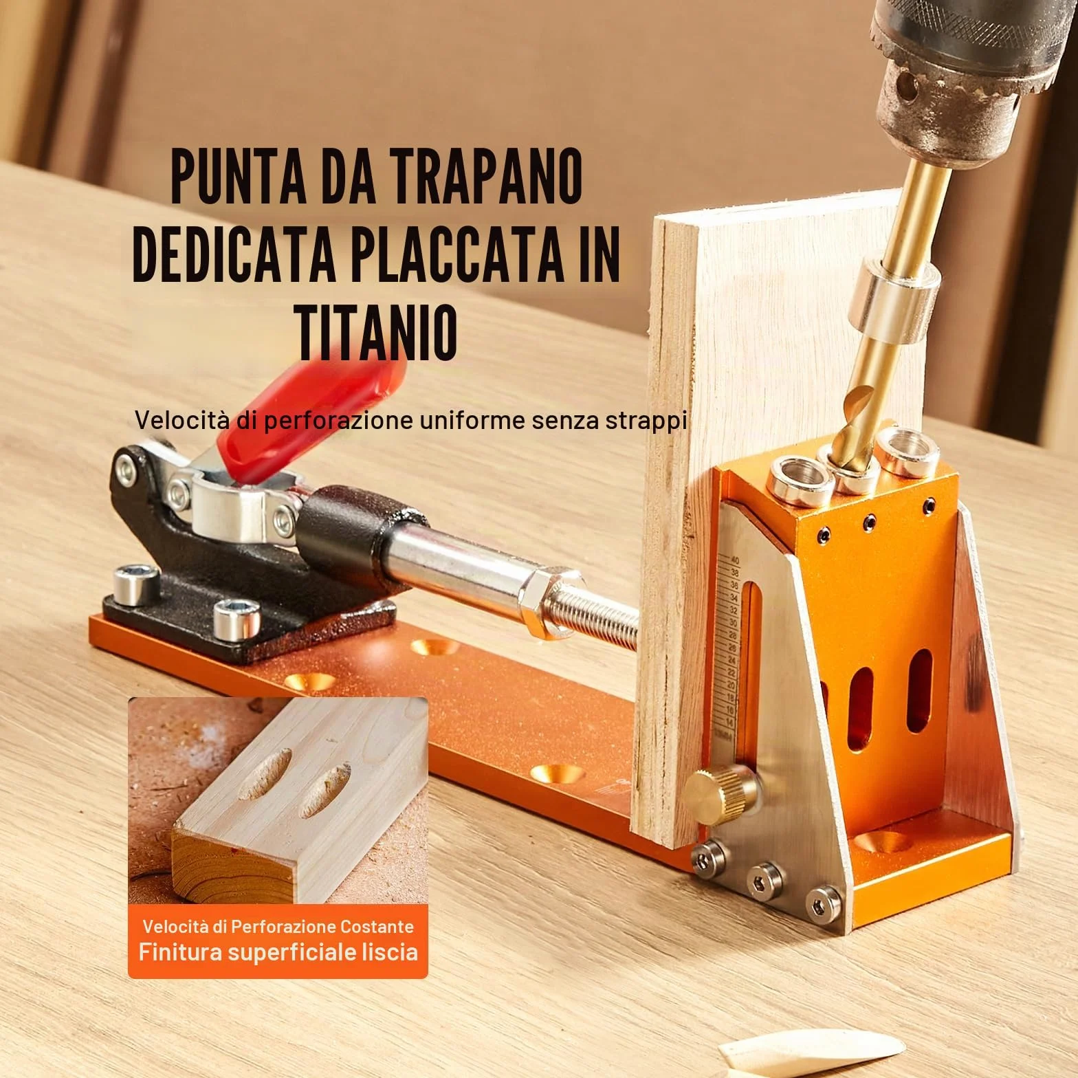 VEVOR Kit Dime per Fori Tascabili 3 Fori con Chiave Punte Quadrate, Set Dima Foratura Angolare Lavorazione Legno Alluminio