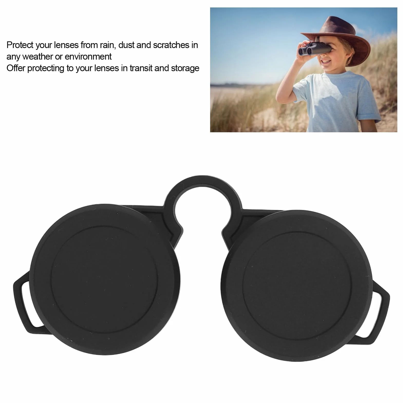 Generic Copertura Antipioggia per Binocolo Coprioculare Protettivo Flessibile per Uso Esterno Adatto a Obiettivi da 42-45 Mm per Birdwatching Gomma da Escursionismo