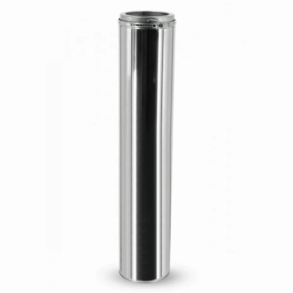 Tubo a doppia parete in acciaio inox 1000 mm I Componenti per canne fumarie I Diametro interno 130 mm I Isolamento a doppia parete ottimale I Oskar