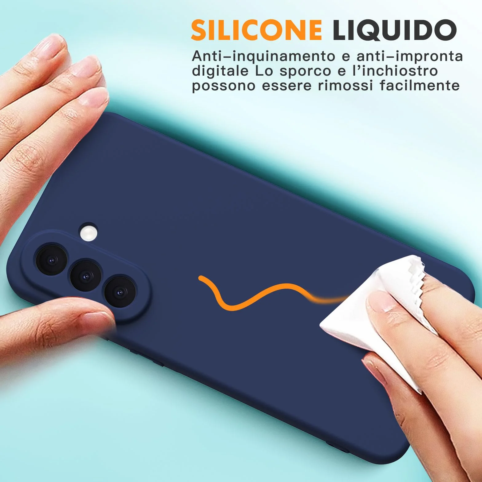 Vansdon Cover Compatibile con Samsung Galaxy A57 5G, 2 Pellicola Protettiva in Vetro Temperato, Gomma Gel di Silicone Liquida Antiurto Custodia - Blu notte